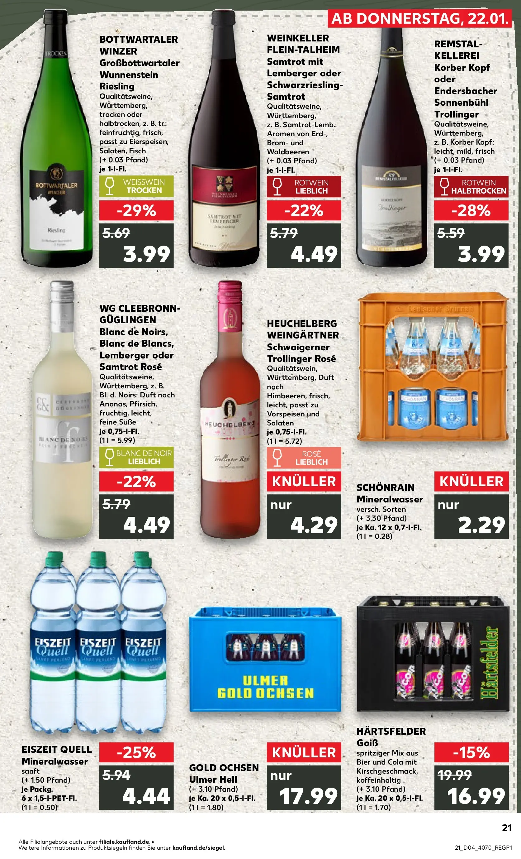 Prospekt Kaufland ab 25.01.2026 » Angebote Online zum Blättern | Seite: 21 | Produkte: Bier, Rotwein, Rotwein trocken, Fisch