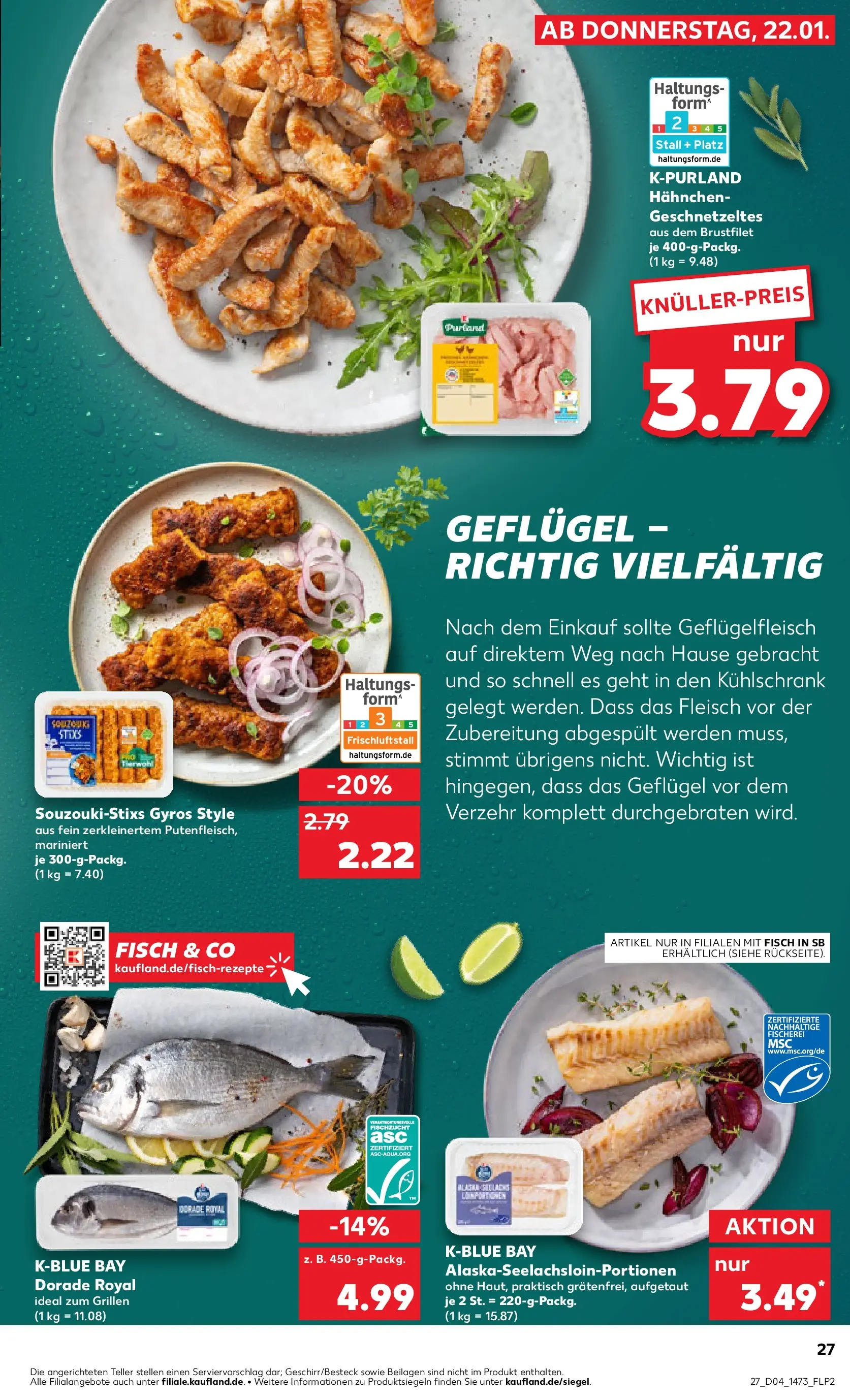 Prospekt Kaufland ab 26.01.2026 » Angebote Online zum Blättern | Seite: 27 | Produkte: Dorade, Hahnchen, Gyros, Fleisch