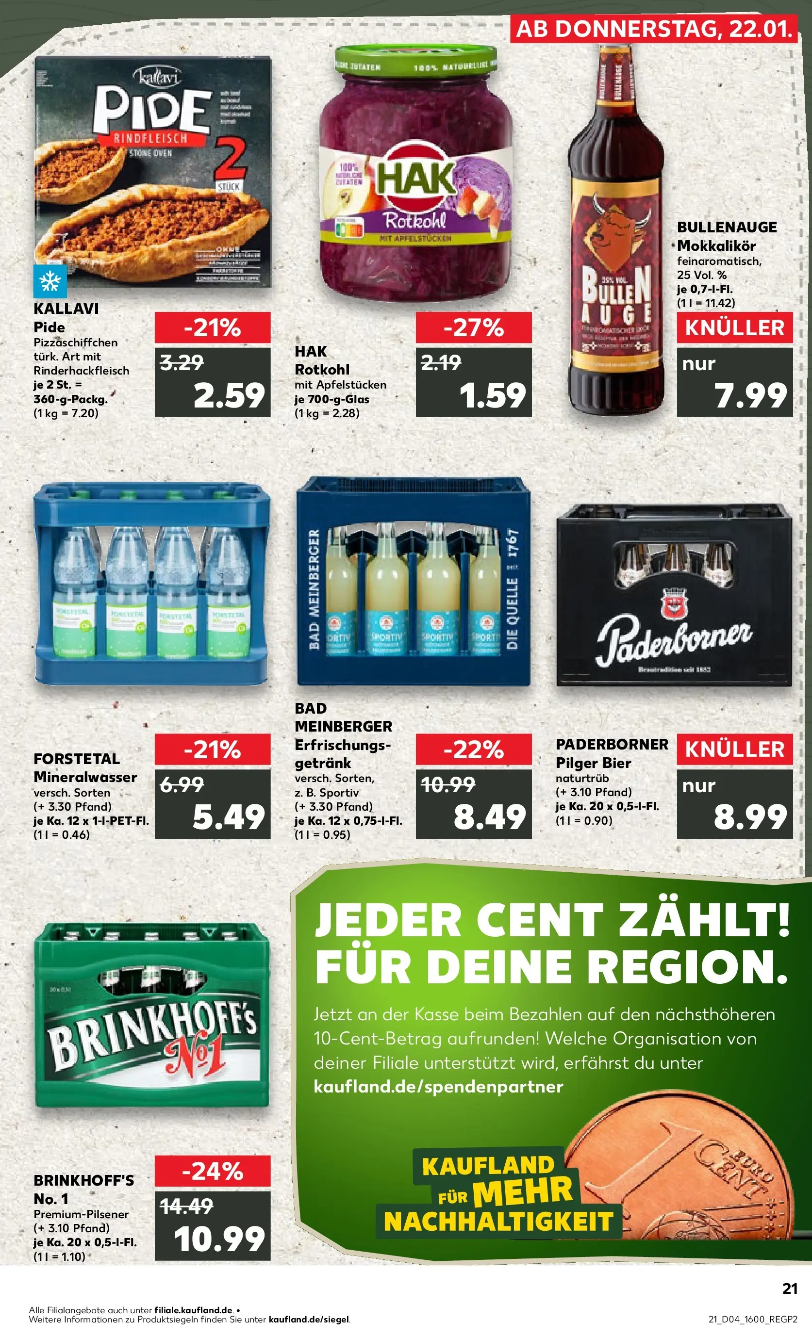 Prospekt Kaufland ab 25.01.2026 » Angebote Online zum Blättern | Seite: 21 | Produkte: Rotkohl, Bier, Bad, Rindfleisch