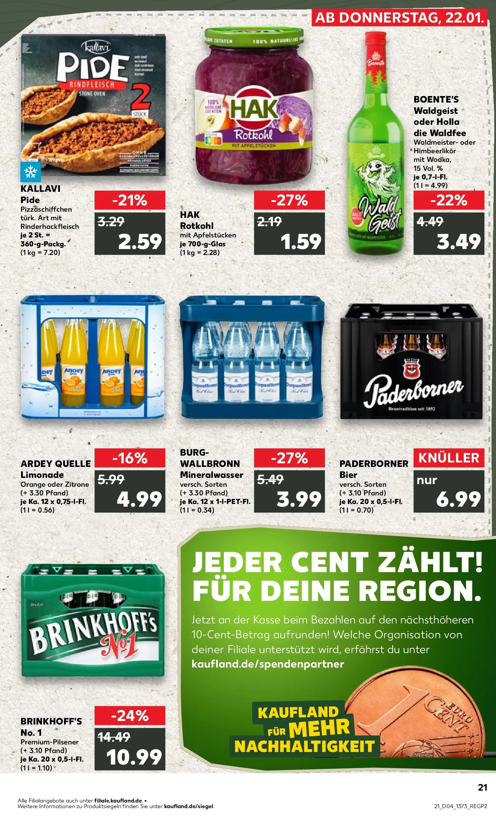 Prospekt Kaufland ab 25.01.2026 » Angebote Online zum Blättern | Seite: 21 | Produkte: Bier, Limonade, Mineralwasser, Pizza