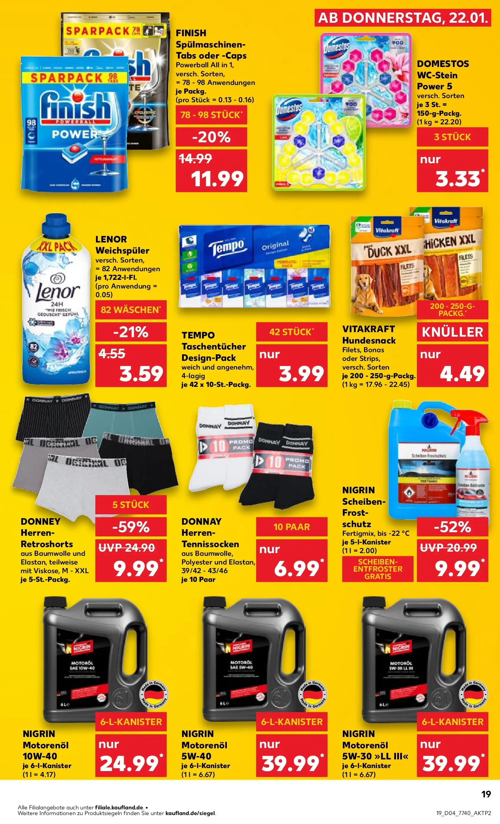 Prospekt Kaufland ab 25.01.2026 » Angebote Online zum Blättern | Seite: 19 | Produkte: Lenor, Finish, Weichspüler, Tempo