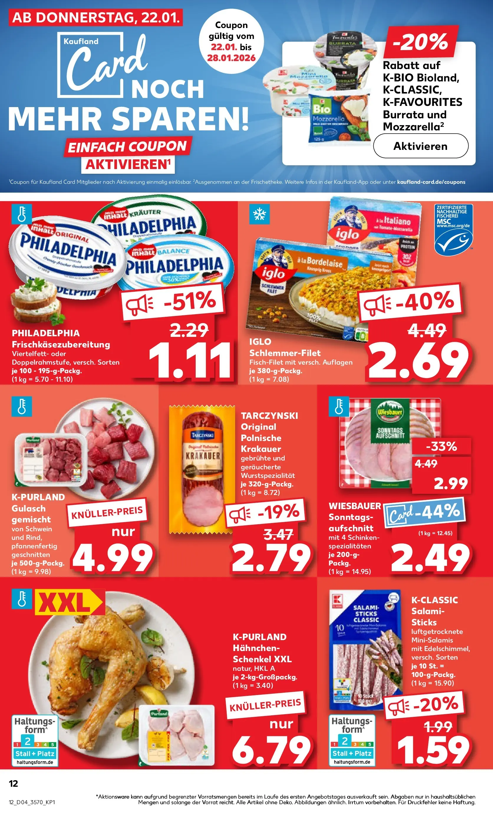 Prospekt Kaufland ab 25.01.2026 » Angebote Online zum Blättern | Seite: 12 | Produkte: Mozzarella, Iglo, Burrata, Gulasch