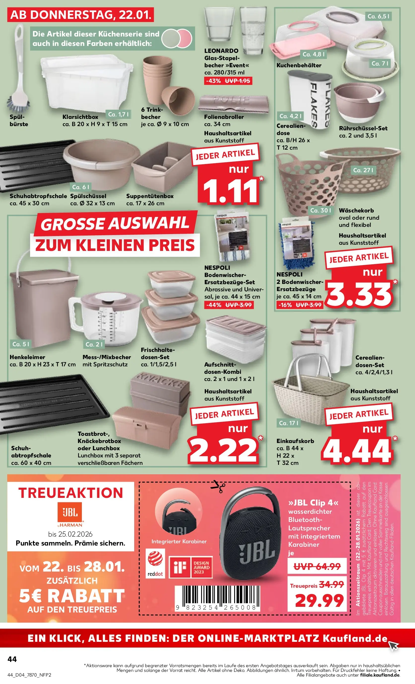 Prospekt Kaufland ab 25.01.2026 » Angebote Online zum Blättern | Seite: 44 | Produkte: Lautsprecher, Box, Toastbrot, Bürste