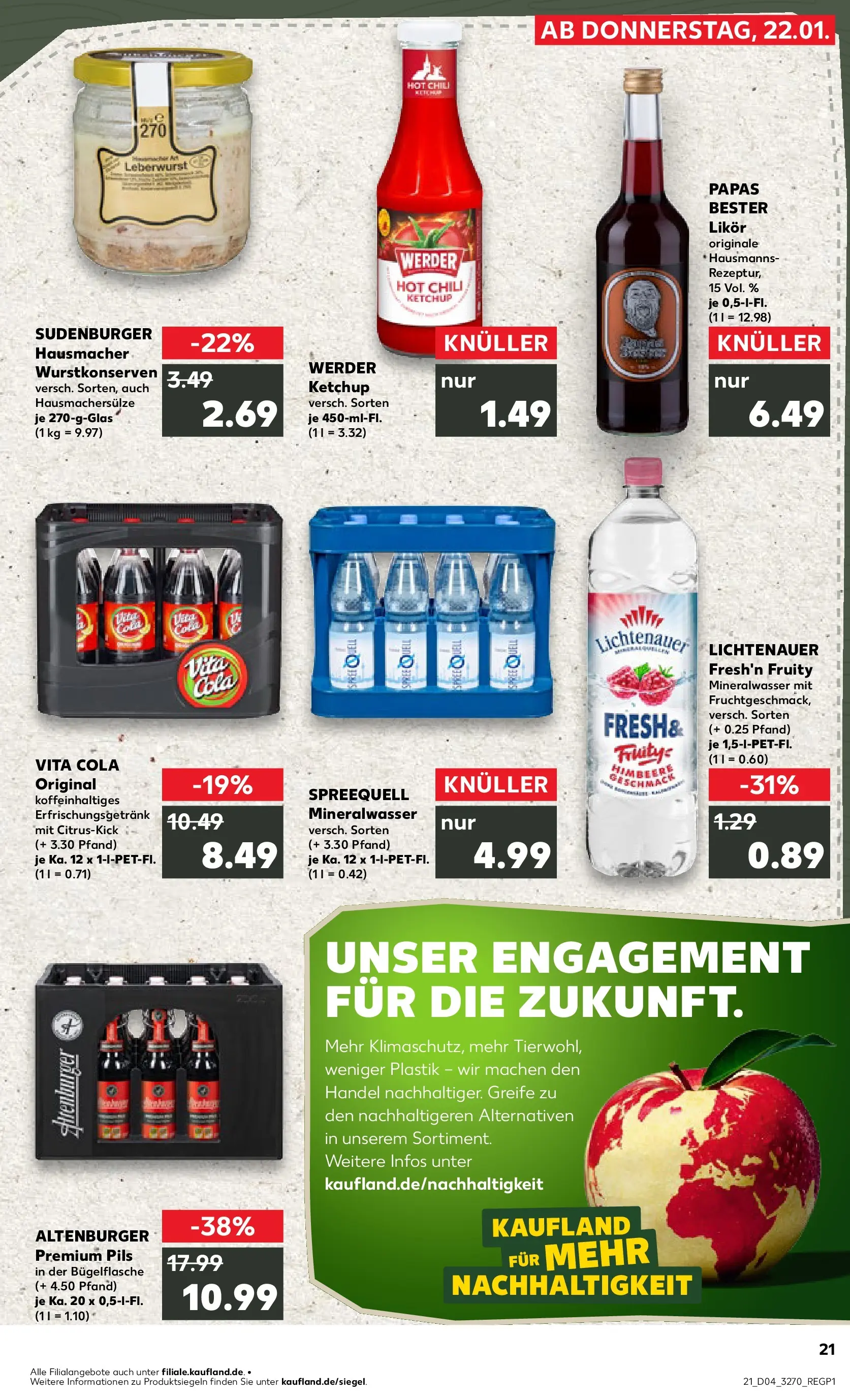 Prospekt Kaufland ab 25.01.2026 » Angebote Online zum Blättern | Seite: 21 | Produkte: Cola, Mineralwasser, Chili, Himbeere