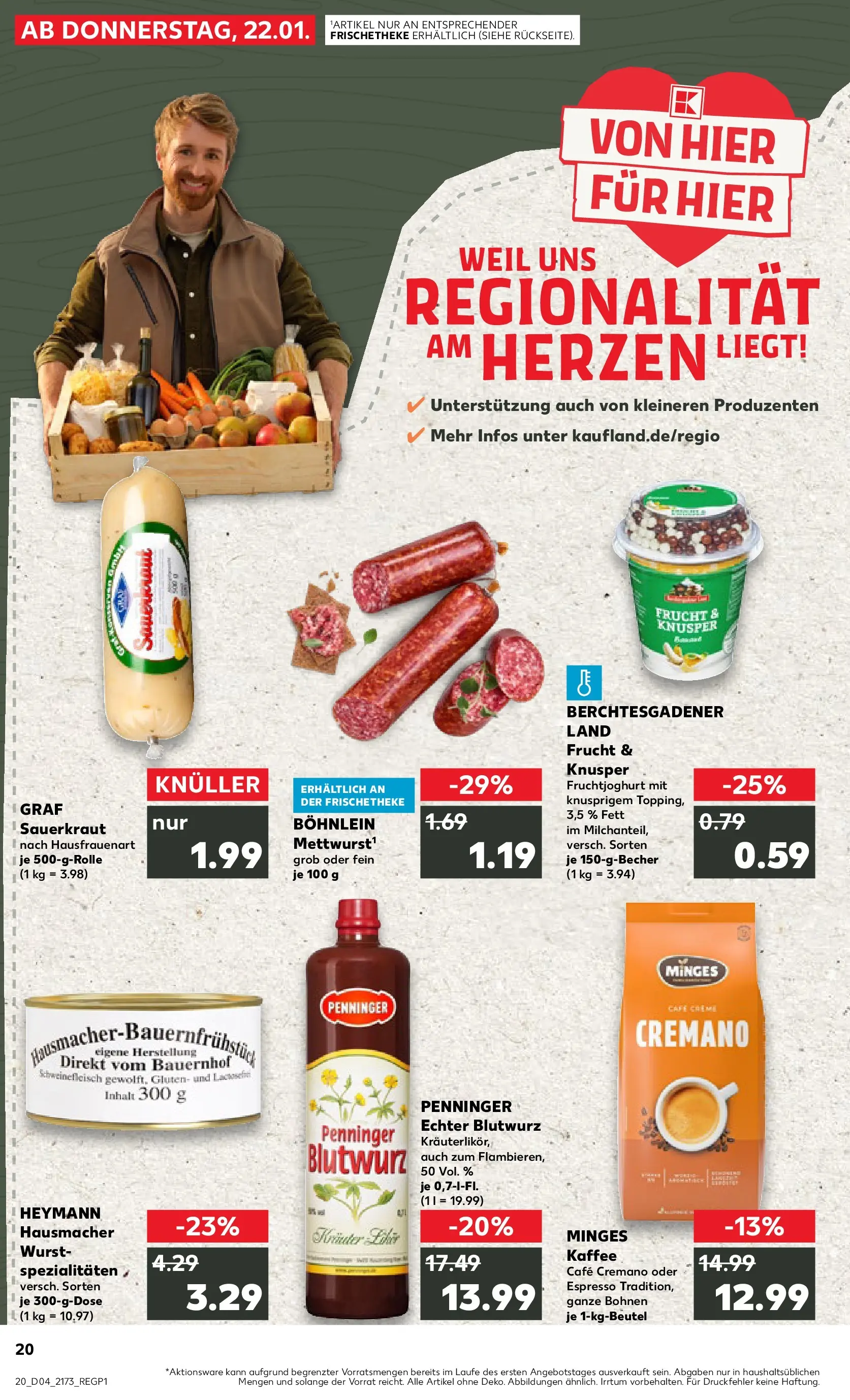 Prospekt Kaufland ab 25.01.2026 » Angebote Online zum Blättern | Seite: 20 | Produkte: Kaffee, Fruchtjoghurt, Wurst, Schweinefleisch