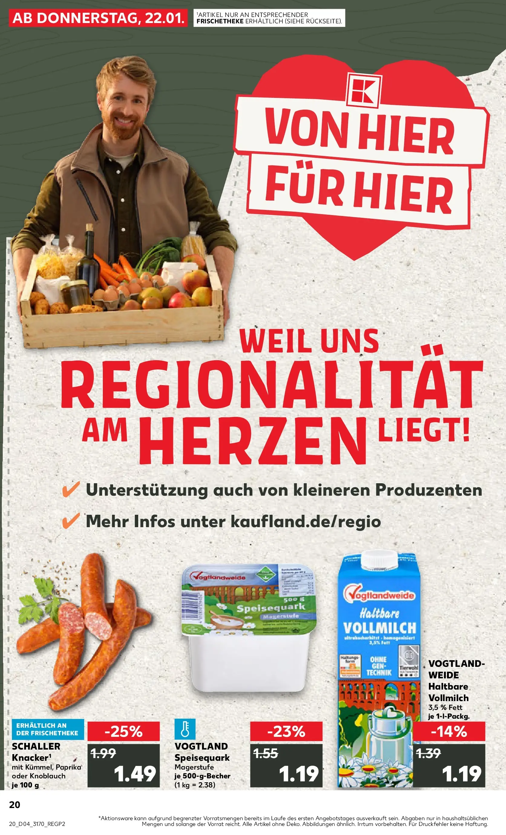 Prospekt Kaufland ab 26.01.2026 » Angebote Online zum Blättern | Seite: 20 | Produkte: Quark, Paprika, Knoblauch, Speisequark