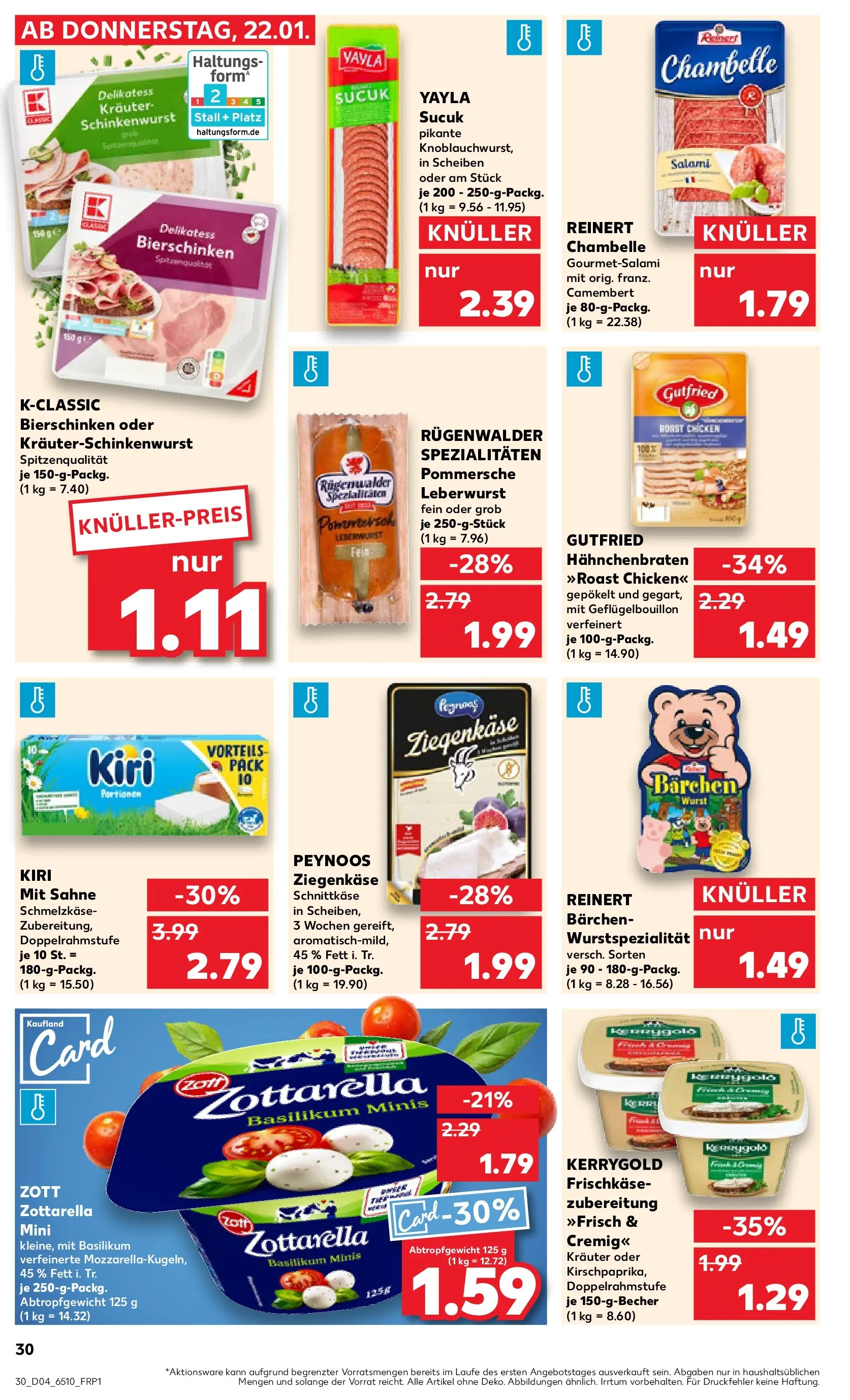Prospekt Kaufland ab 25.01.2026 » Angebote Online zum Blättern | Seite: 30 | Produkte: Ziegenkäse, Wurst, Salami, Frischkase