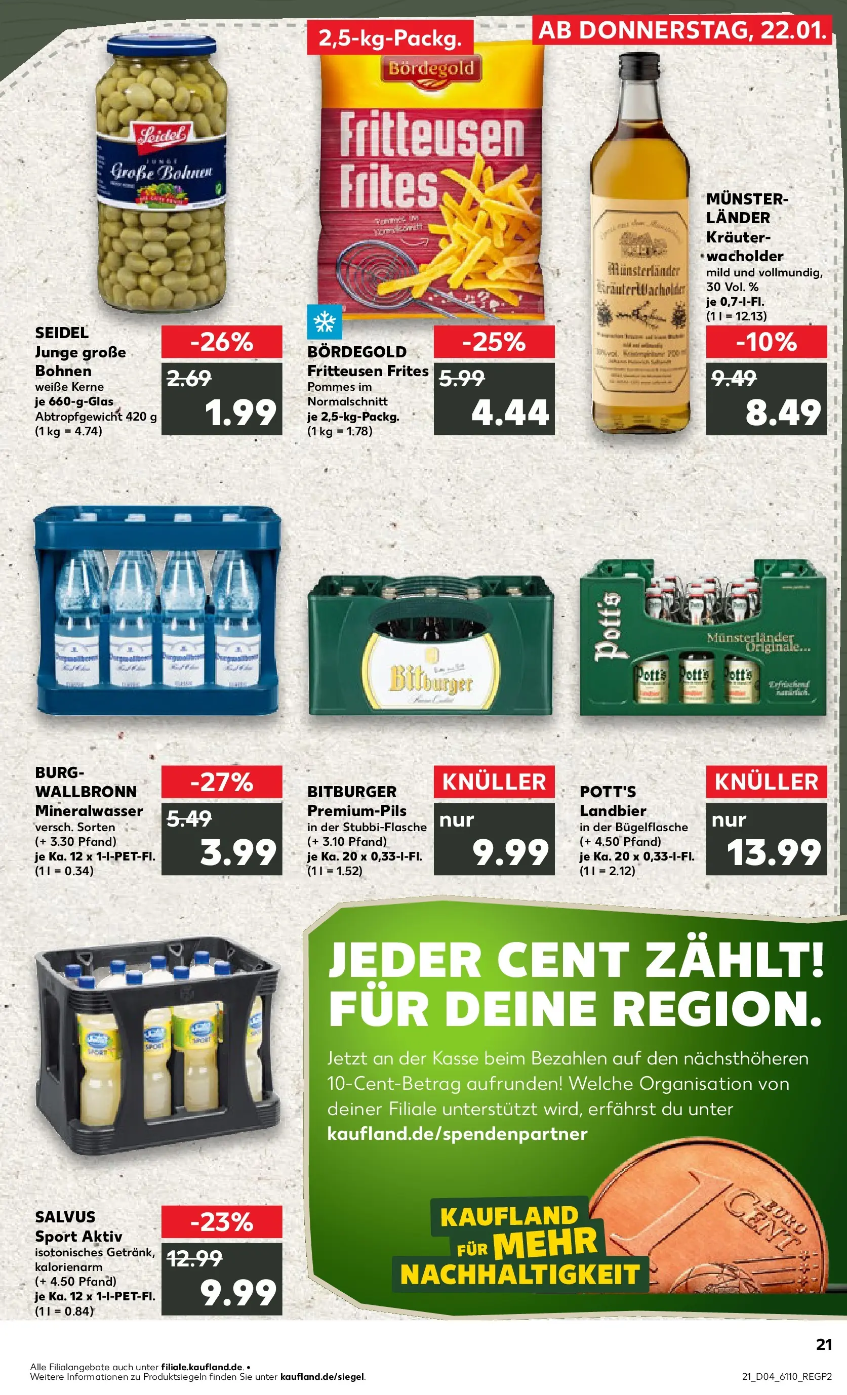 Prospekt Kaufland ab 26.01.2026 » Angebote Online zum Blättern | Seite: 21 | Produkte: Bitburger, Pommes, Mineralwasser