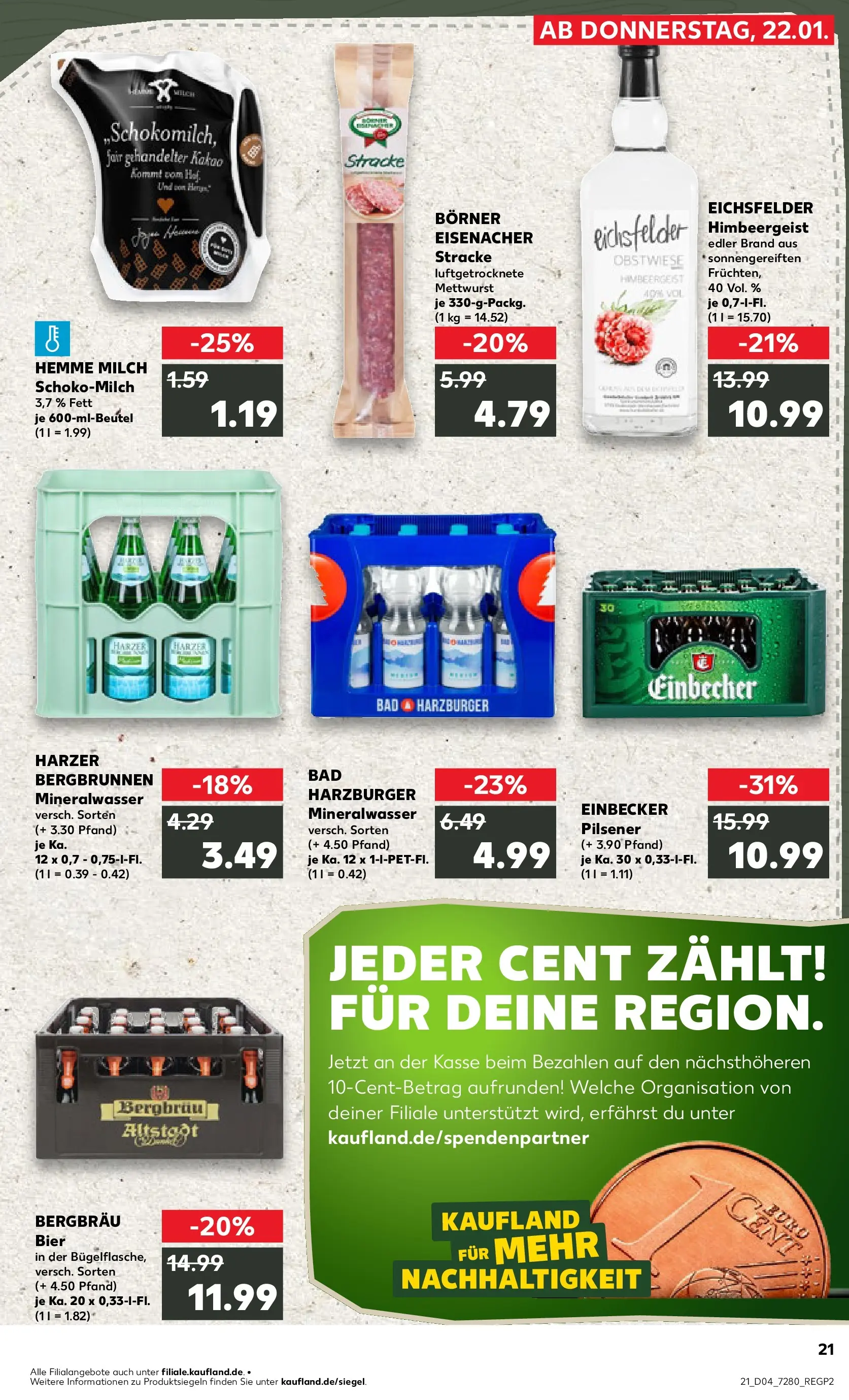 Prospekt Kaufland ab 25.01.2026 » Angebote Online zum Blättern | Seite: 21 | Produkte: Bier, Bad, Mineralwasser, Salami
