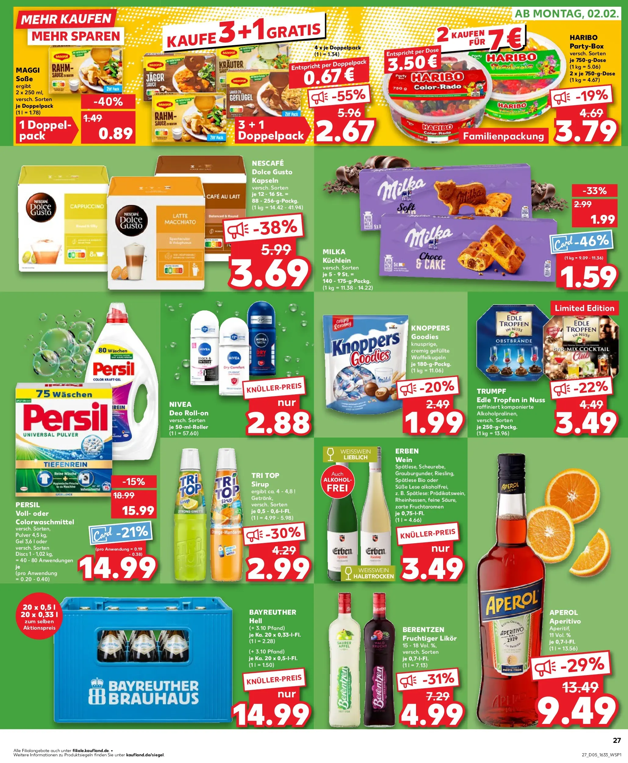 Prospekt Kaufland ab 29.01.2026 » Angebote Online zum Blättern | Seite: 27 | Produkte: Nescafe, Soße, Knoppers, Dolce gusto