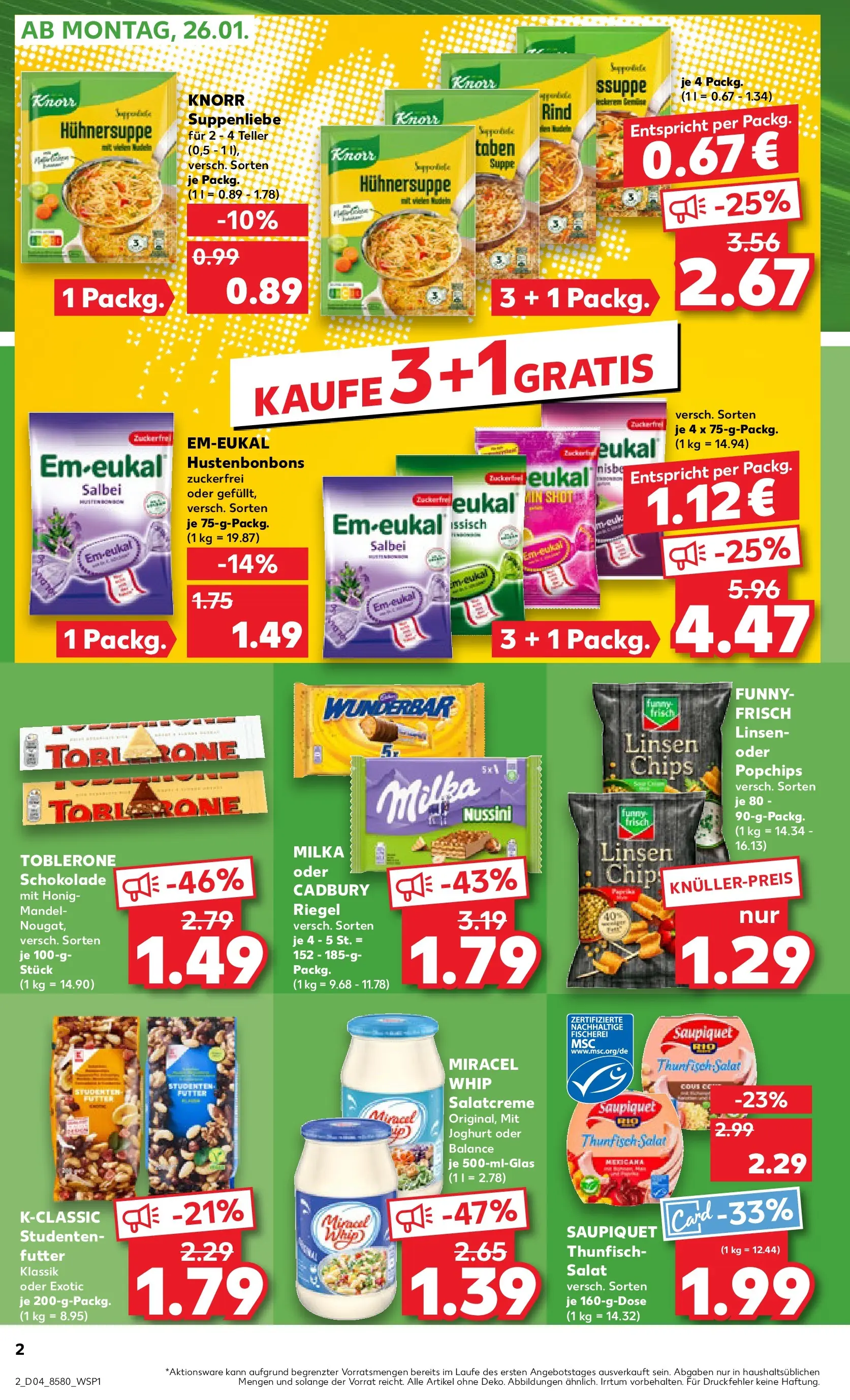 Prospekt Kaufland ab 25.01.2026 » Angebote Online zum Blättern | Seite: 2 | Produkte: Thunfisch, Funny frisch, Milka, Salat