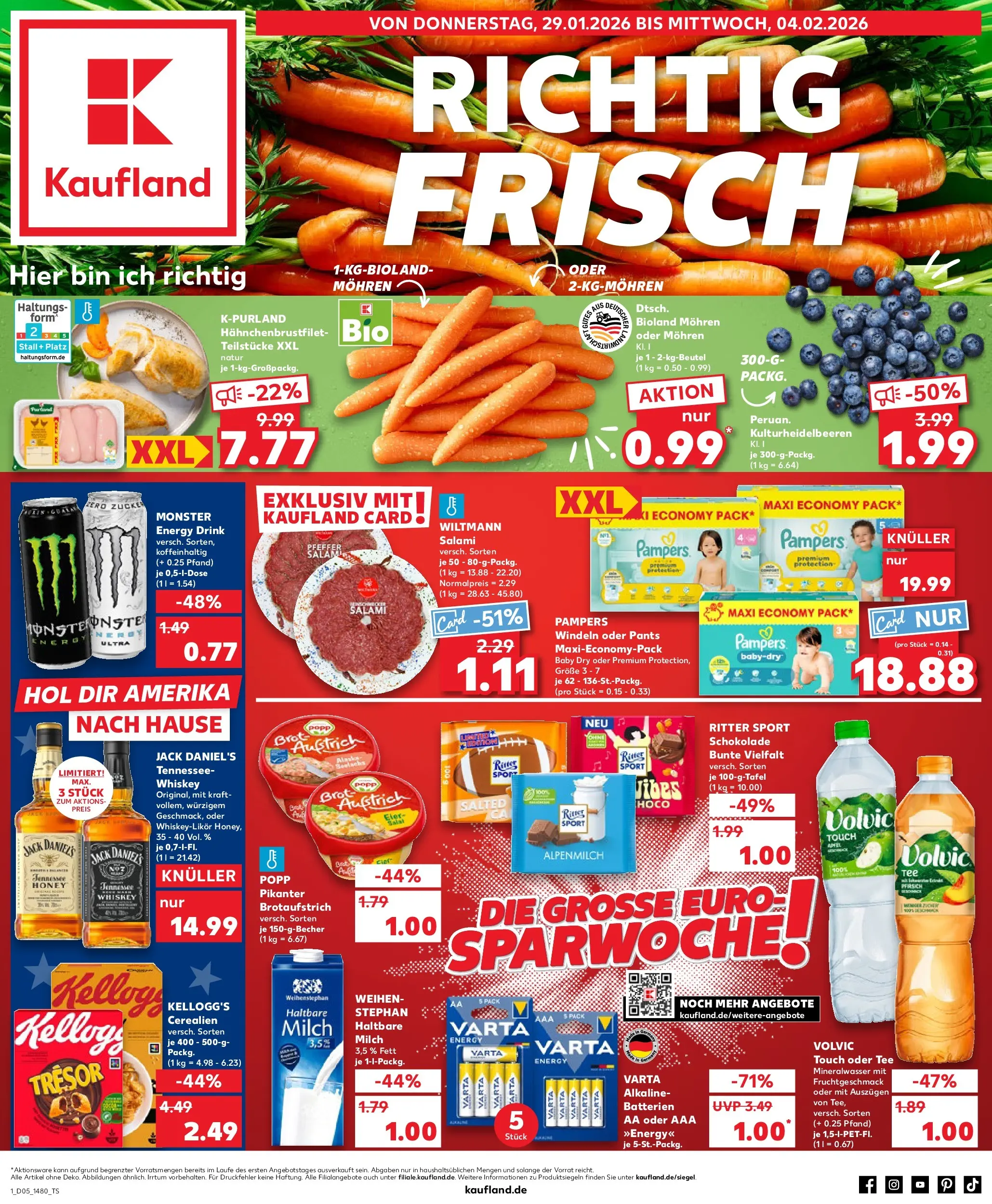 Prospekt Kaufland ab 28.01.2026 » Angebote Online zum Blättern | Seite: 1 | Produkte: Energy, Pampers, Kellogg's, Whiskey