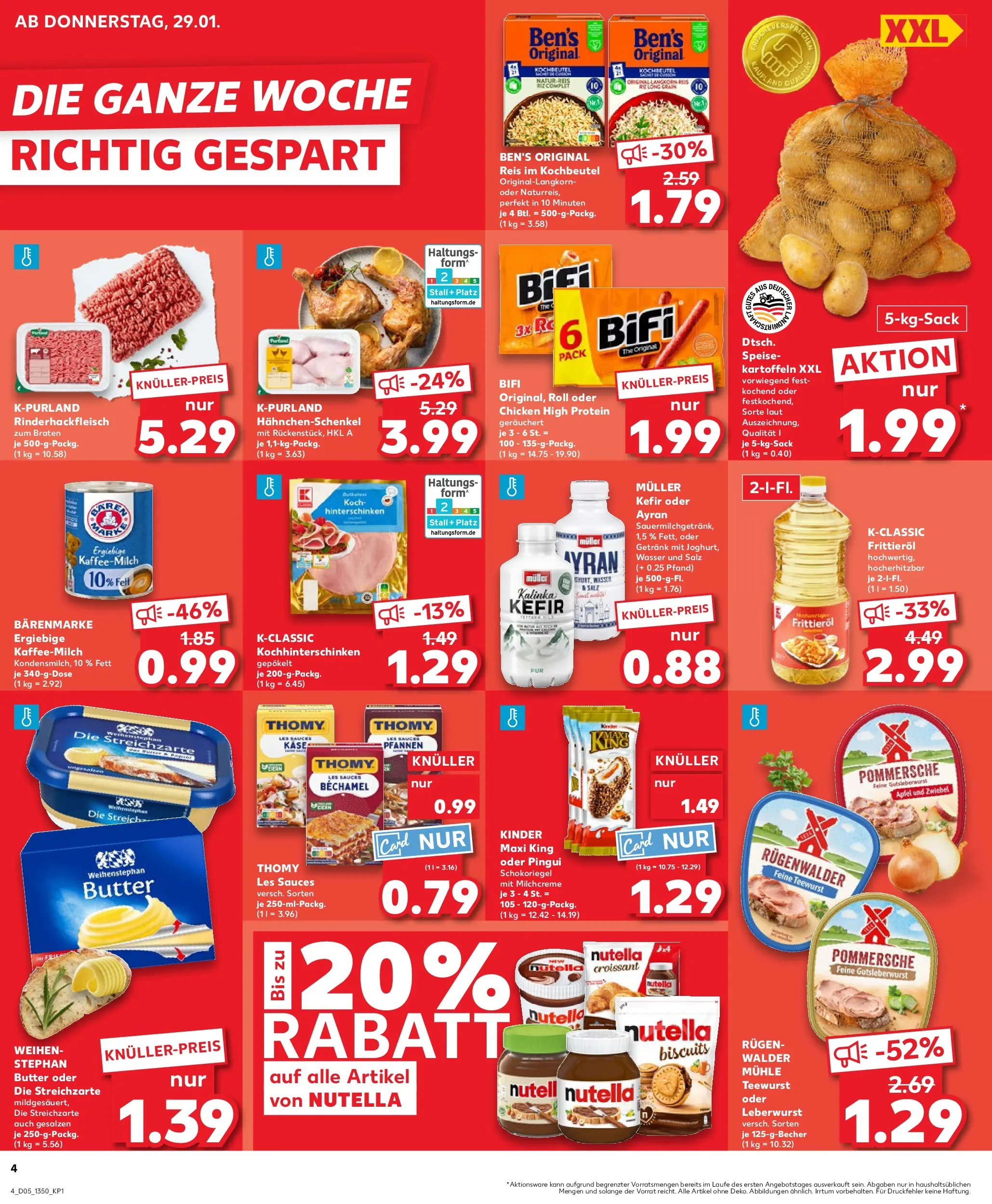 Prospekt Kaufland ab 29.01.2026 » Angebote Online zum Blättern | Seite: 4 | Produkte: Mühle, Hahnchenschenkel, Croissant, Nutella