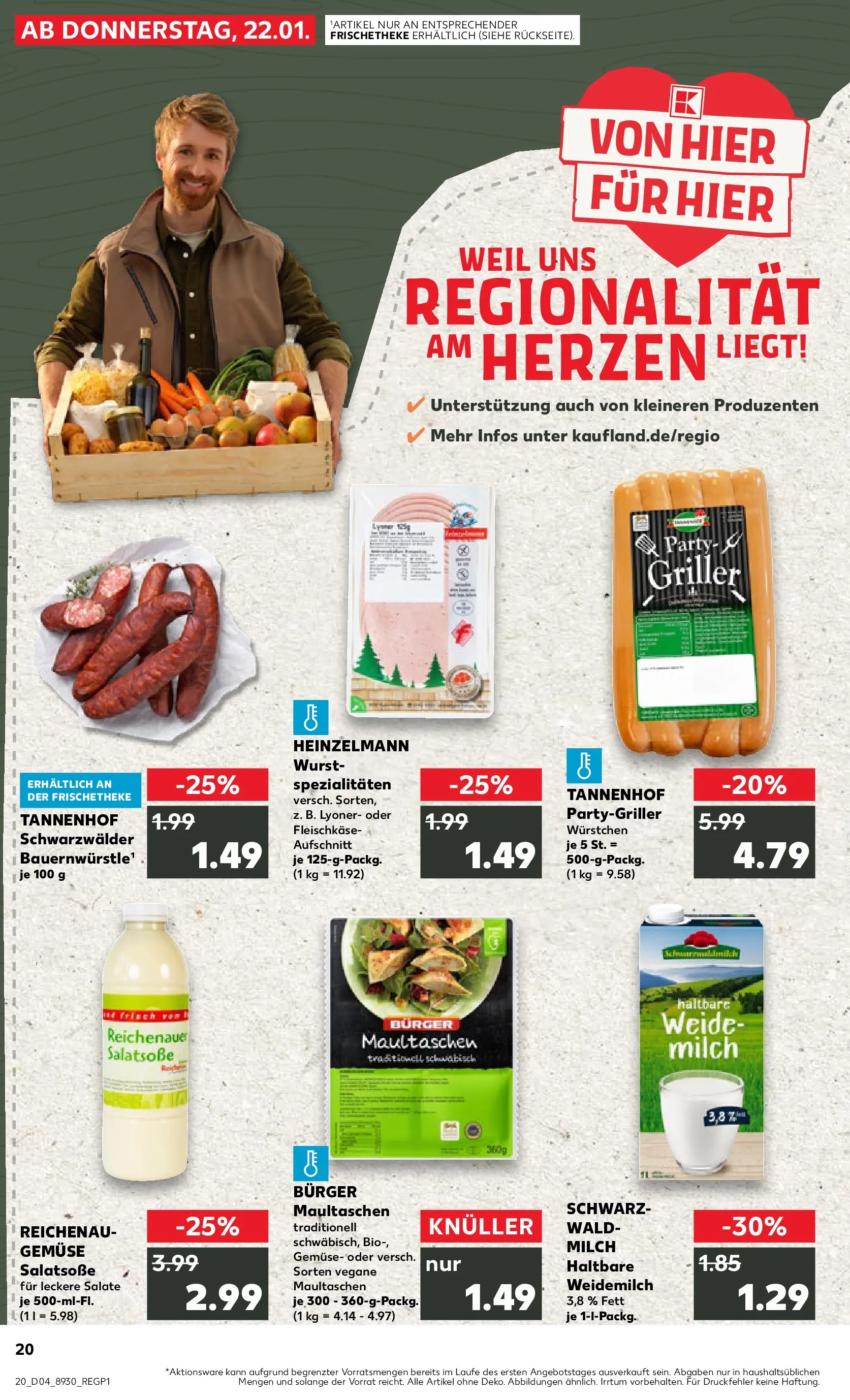 Prospekt Kaufland ab 25.01.2026 » Angebote Online zum Blättern | Seite: 20 | Produkte: Burger, Wurst, Pasta, Griller