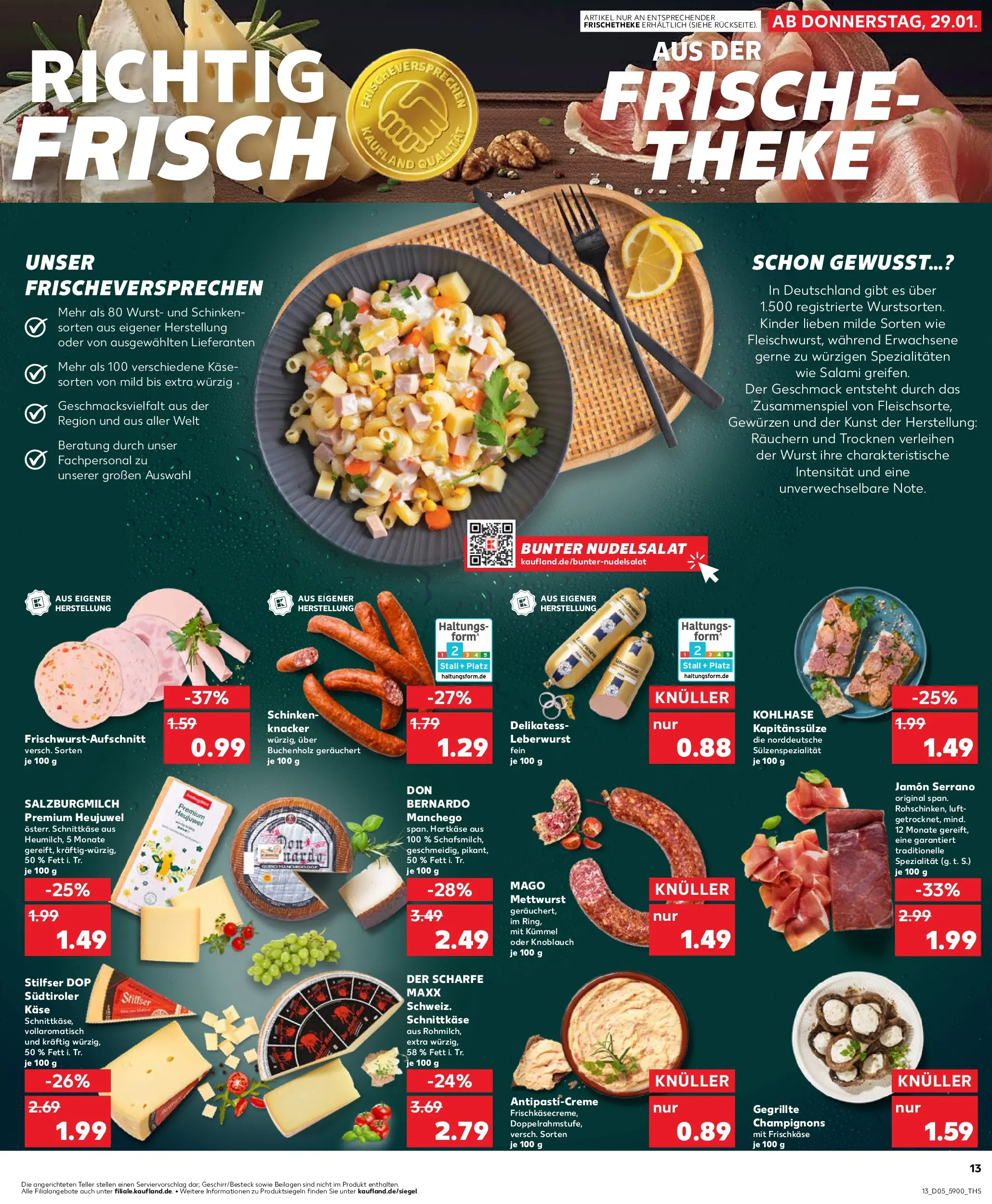 Prospekt Kaufland ab 29.01.2026 » Angebote Online zum Blättern | Seite: 13 | Produkte: Käse, Champignons, Wurst, Schinken