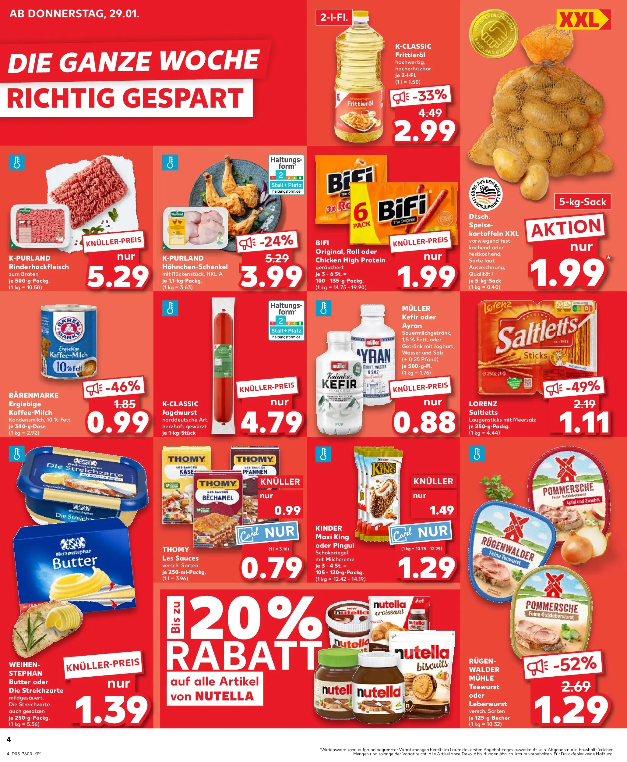 Prospekt Kaufland ab 29.01.2026 » Angebote Online zum Blättern | Seite: 4 | Produkte: Thomy les sauces, Butter, Joghurt, Bifi