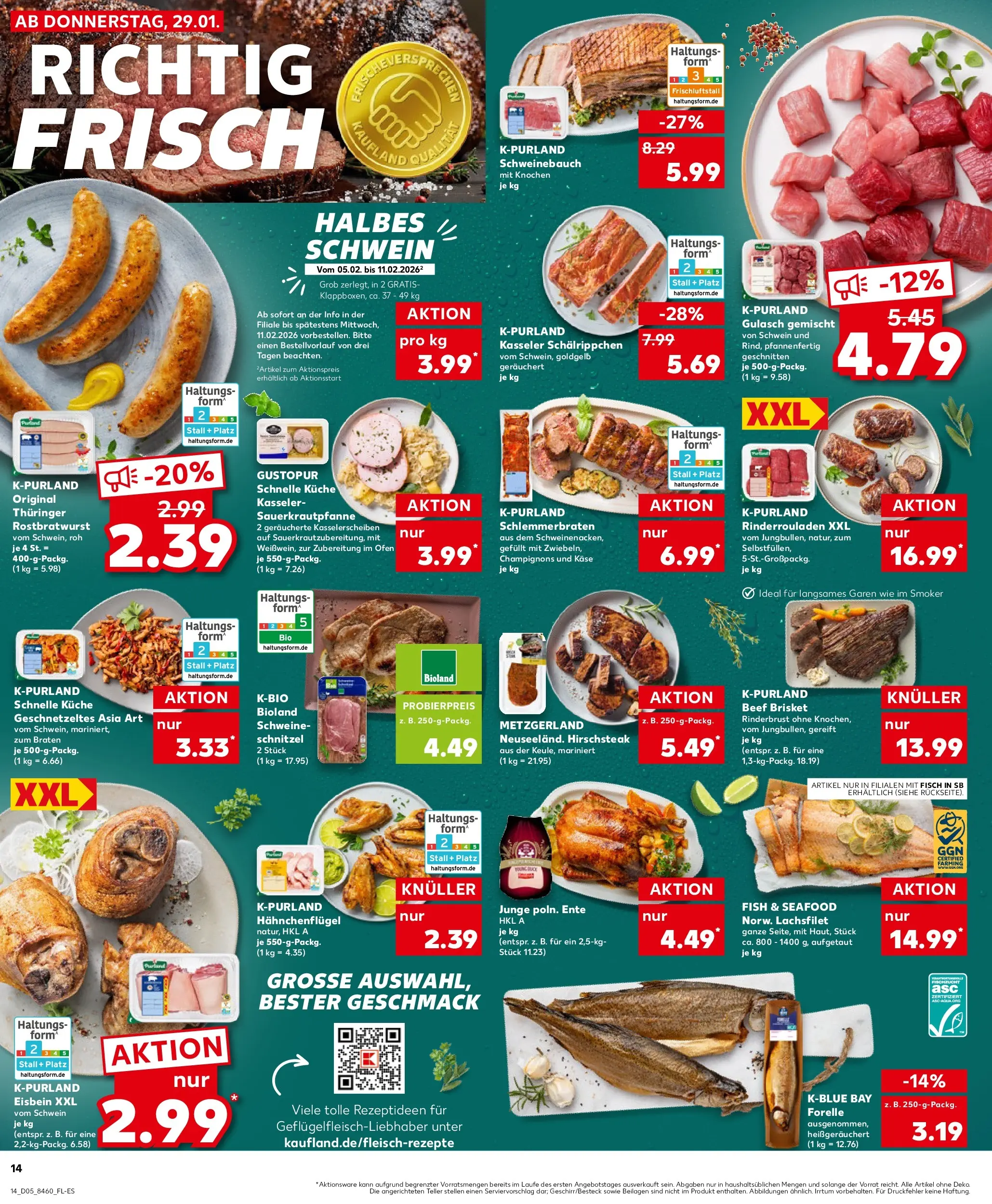 Prospekt Kaufland ab 28.01.2026 » Angebote Online zum Blättern | Seite: 14 | Produkte: Käse, Schnitzel, Gulasch, Steak
