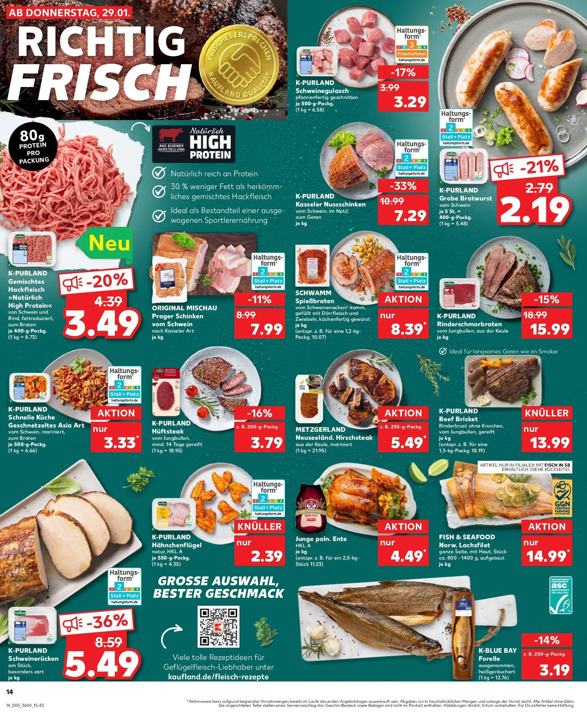Prospekt Kaufland ab 28.01.2026 » Angebote Online zum Blättern | Seite: 14 | Produkte: Bratwurst, Küche, Schinken, Ente