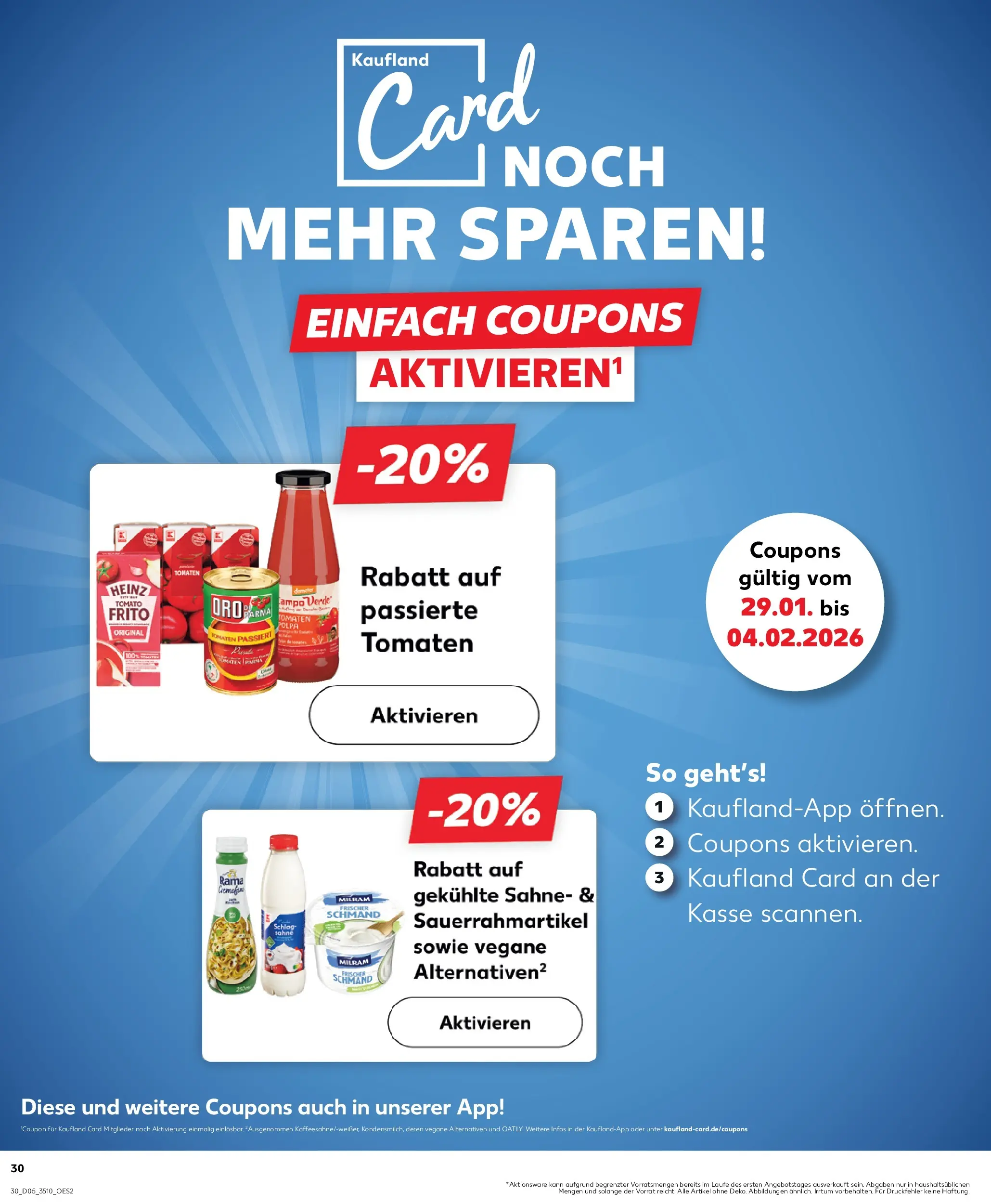 Prospekt Kaufland ab 29.01.2026 » Angebote Online zum Blättern | Seite: 30 | Produkte: Rama, Tomaten, Milram, Sahne