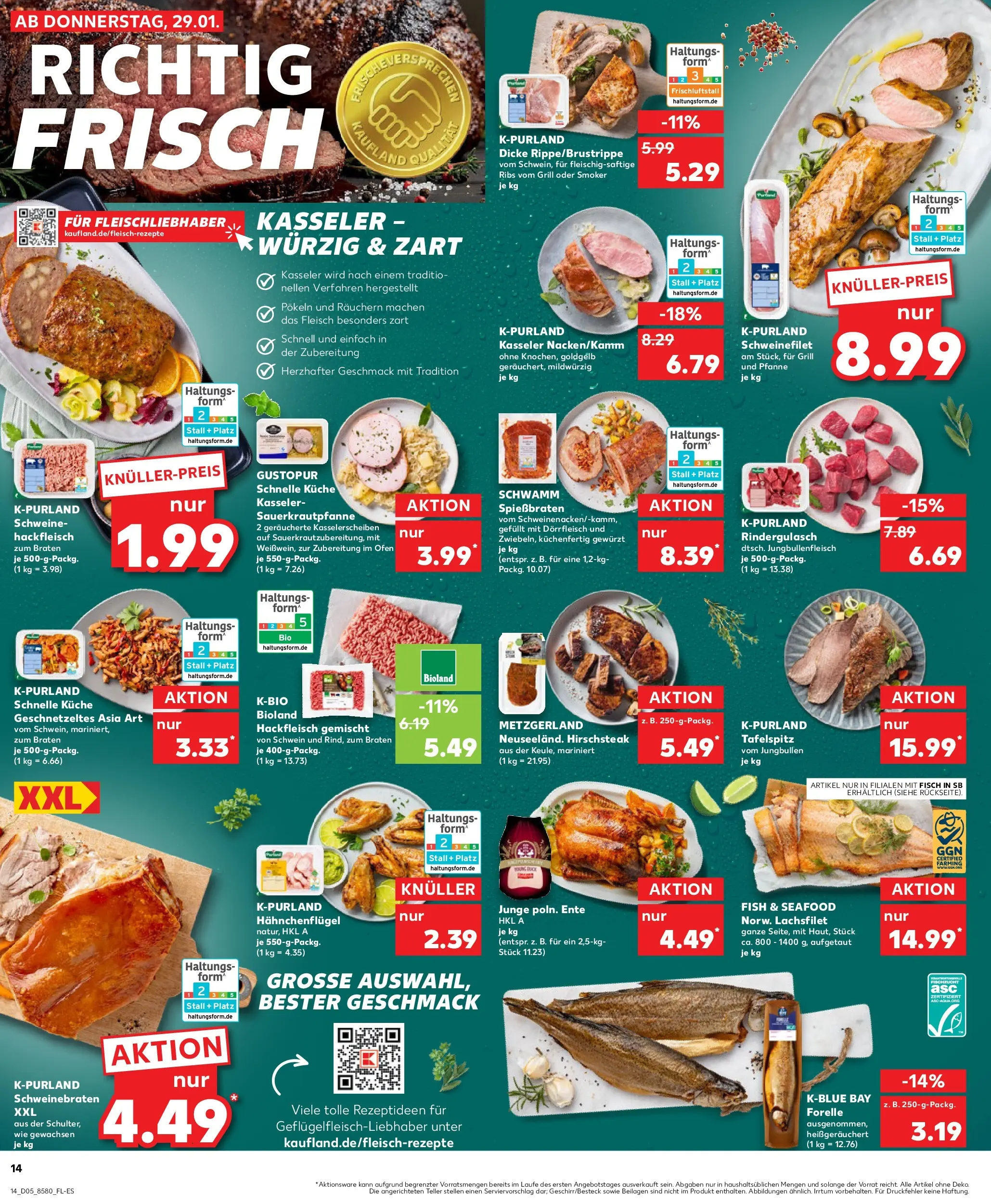 Prospekt Kaufland ab 28.01.2026 » Angebote Online zum Blättern | Seite: 14 | Produkte: Ofen, Fisch, Steak, Fleisch