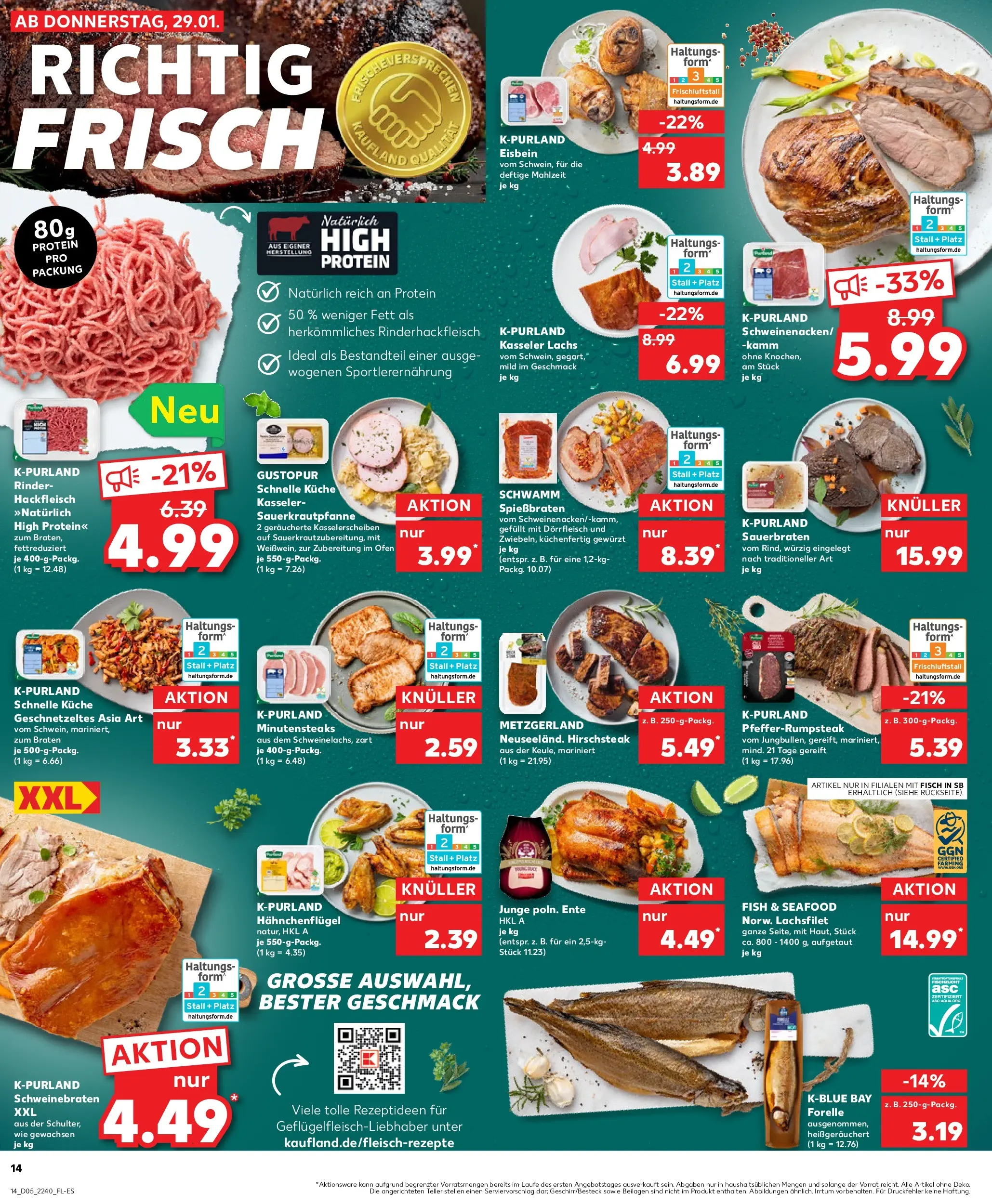 Prospekt Kaufland ab 29.01.2026 » Angebote Online zum Blättern | Seite: 14 | Produkte: Küche, Fisch, Lachs, Hackfleisch