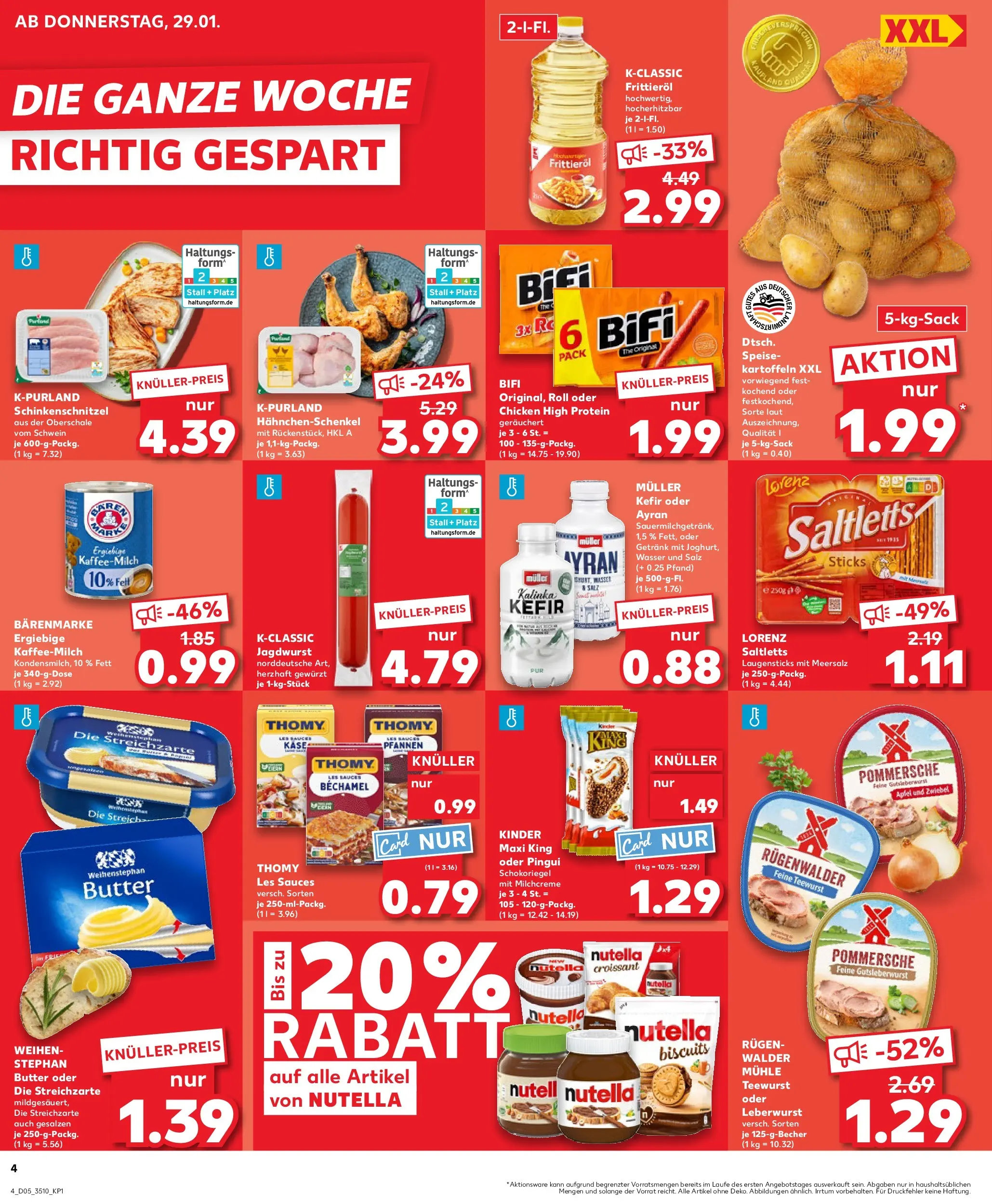 Prospekt Kaufland ab 29.01.2026 » Angebote Online zum Blättern | Seite: 4 | Produkte: Kefir, Butter, Weihenstephan butter, Kartoffeln