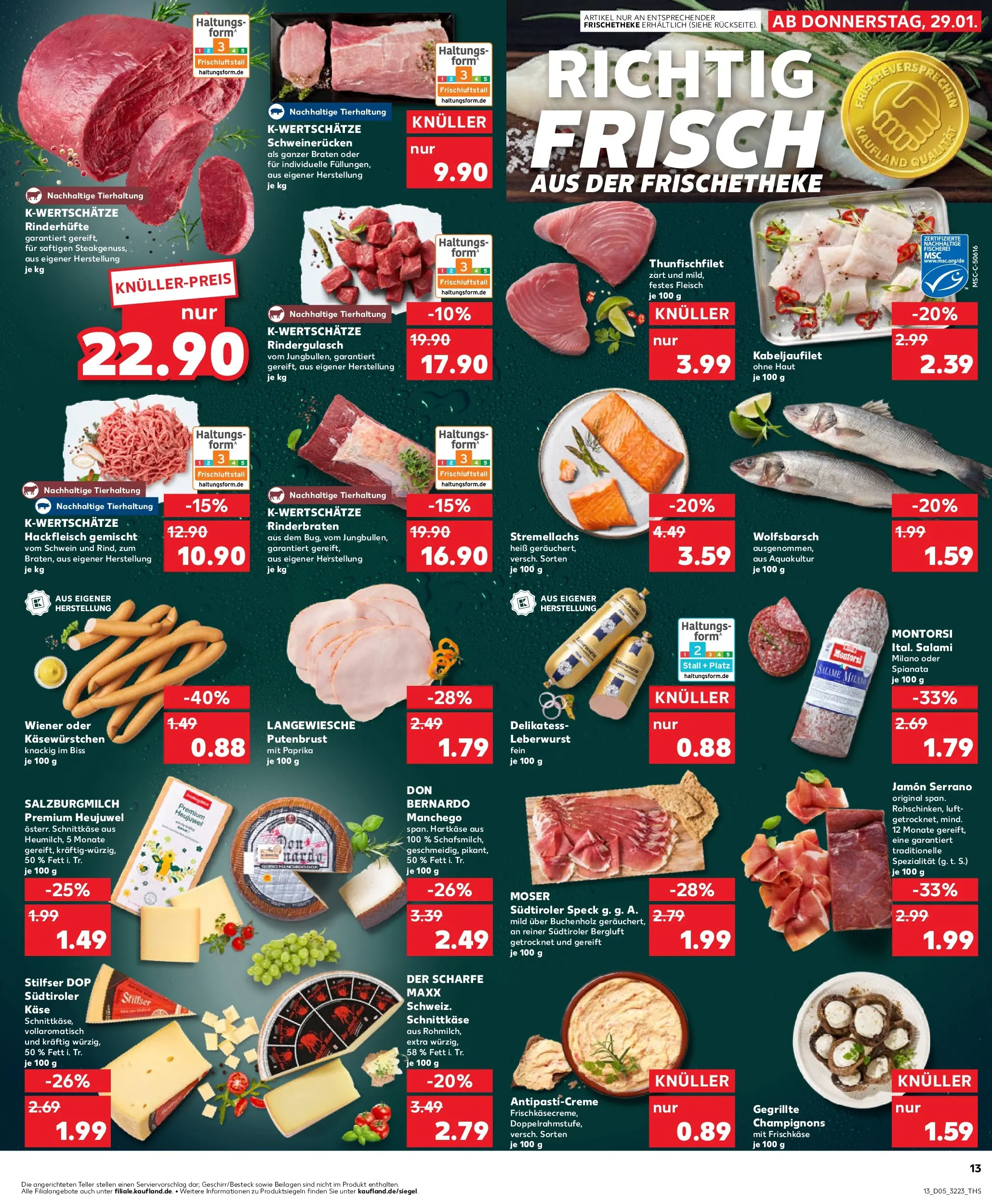 Prospekt Kaufland ab 29.01.2026 » Angebote Online zum Blättern | Seite: 13 | Produkte: Rindergulasch, Champignons, Paprika, Schweinerucken