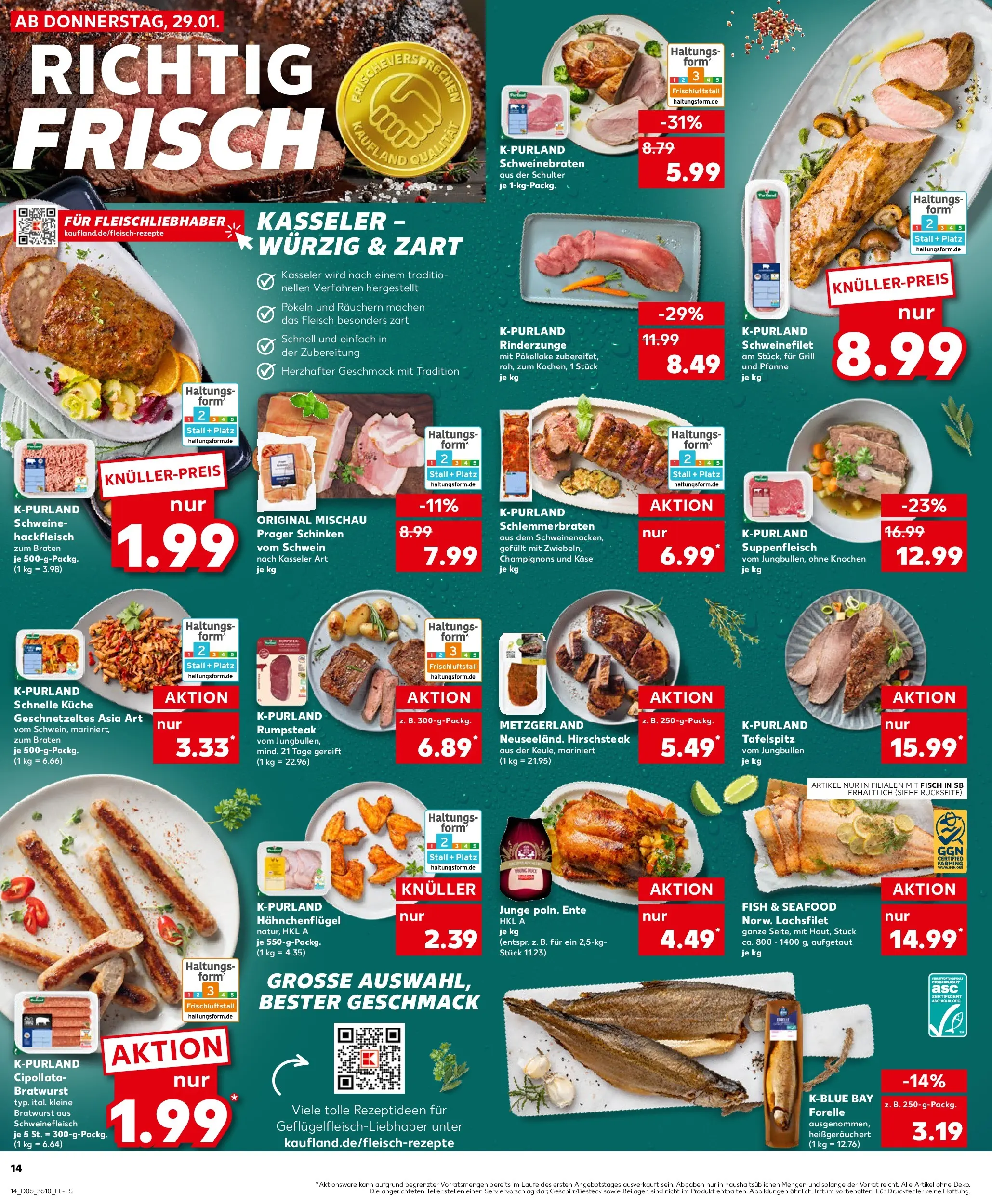 Prospekt Kaufland ab 29.01.2026 » Angebote Online zum Blättern | Seite: 14 | Produkte: Käse, Küche, Champignons, Schinken