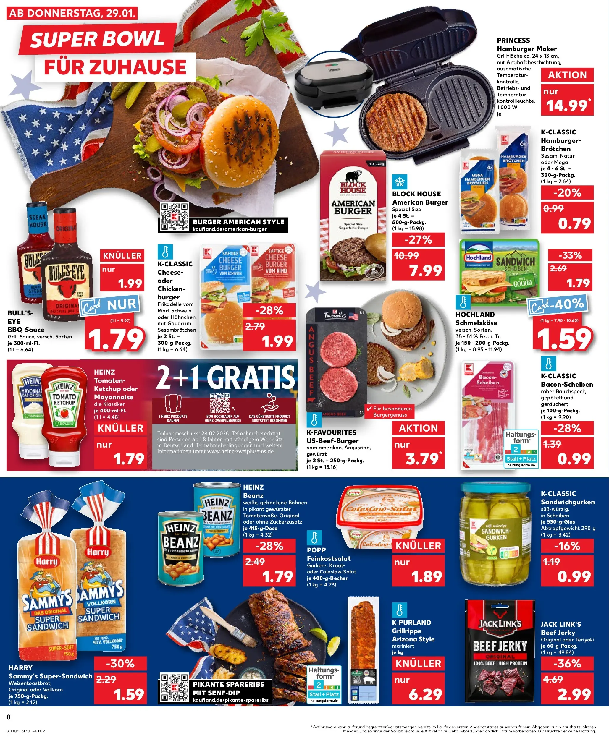 Prospekt Kaufland ab 29.01.2026 » Angebote Online zum Blättern | Seite: 8 | Produkte: Toast, Gouda, Burger, Ketchup