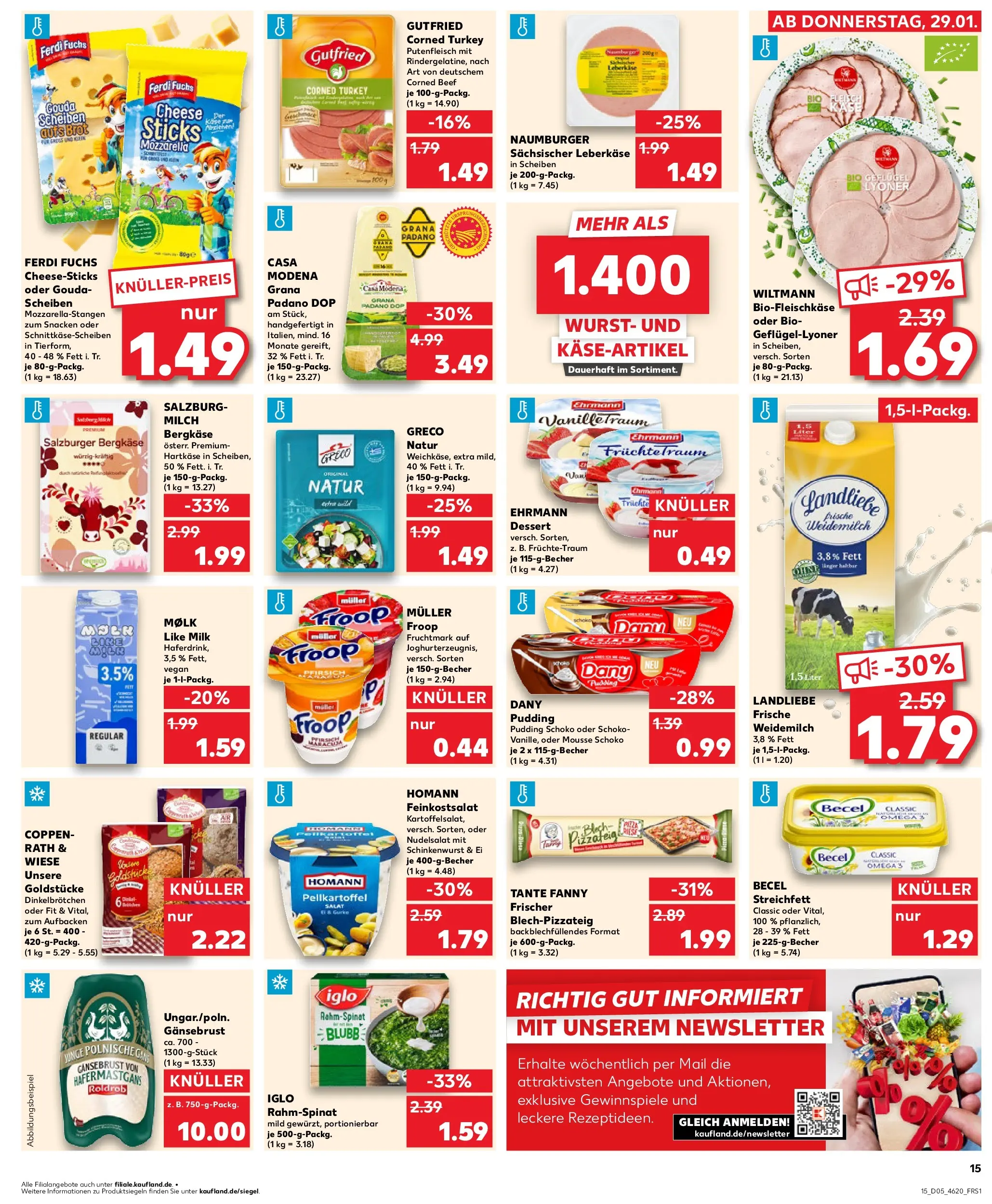 Prospekt Kaufland ab 29.01.2026 » Angebote Online zum Blättern | Seite: 15 | Produkte: Becel, Pudding, Brot, Salat