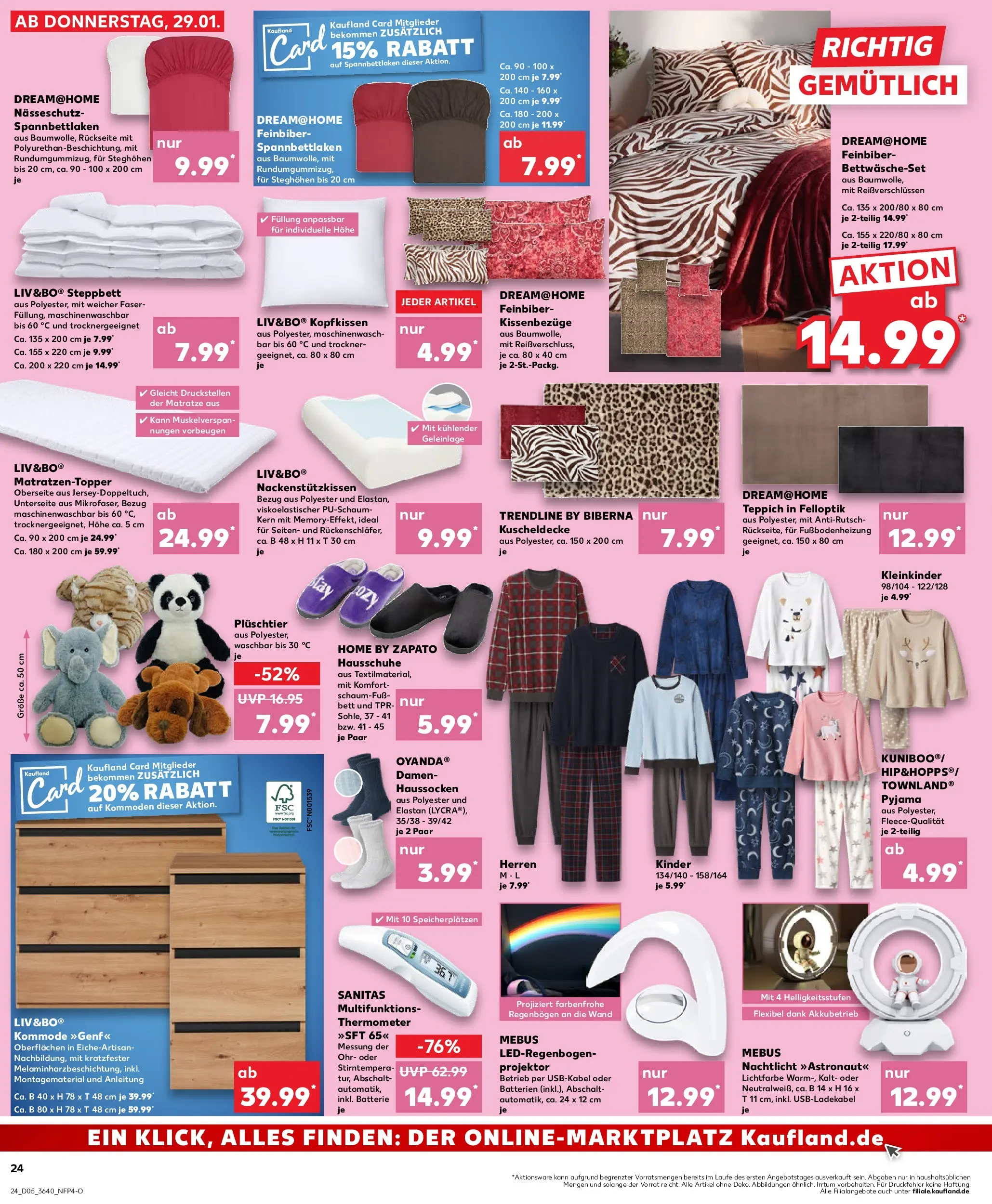 Prospekt Kaufland ab 29.01.2026 » Angebote Online zum Blättern | Seite: 24 | Produkte: Batterien, Kopfkissen, Nachtlicht, Pyjama