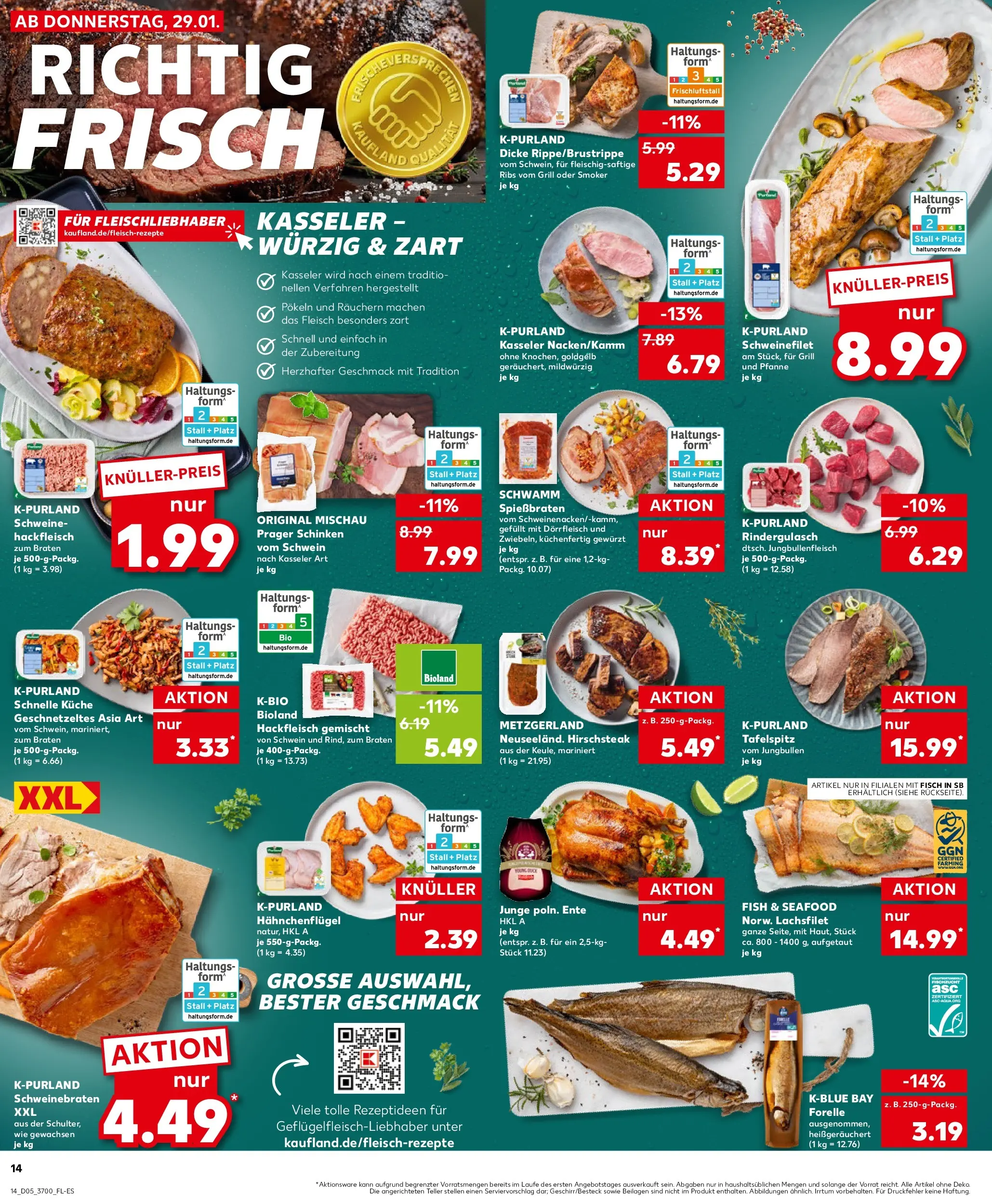 Prospekt Kaufland ab 29.01.2026 » Angebote Online zum Blättern | Seite: 14 | Produkte: Küche, Steak, Fleisch, Hackfleisch