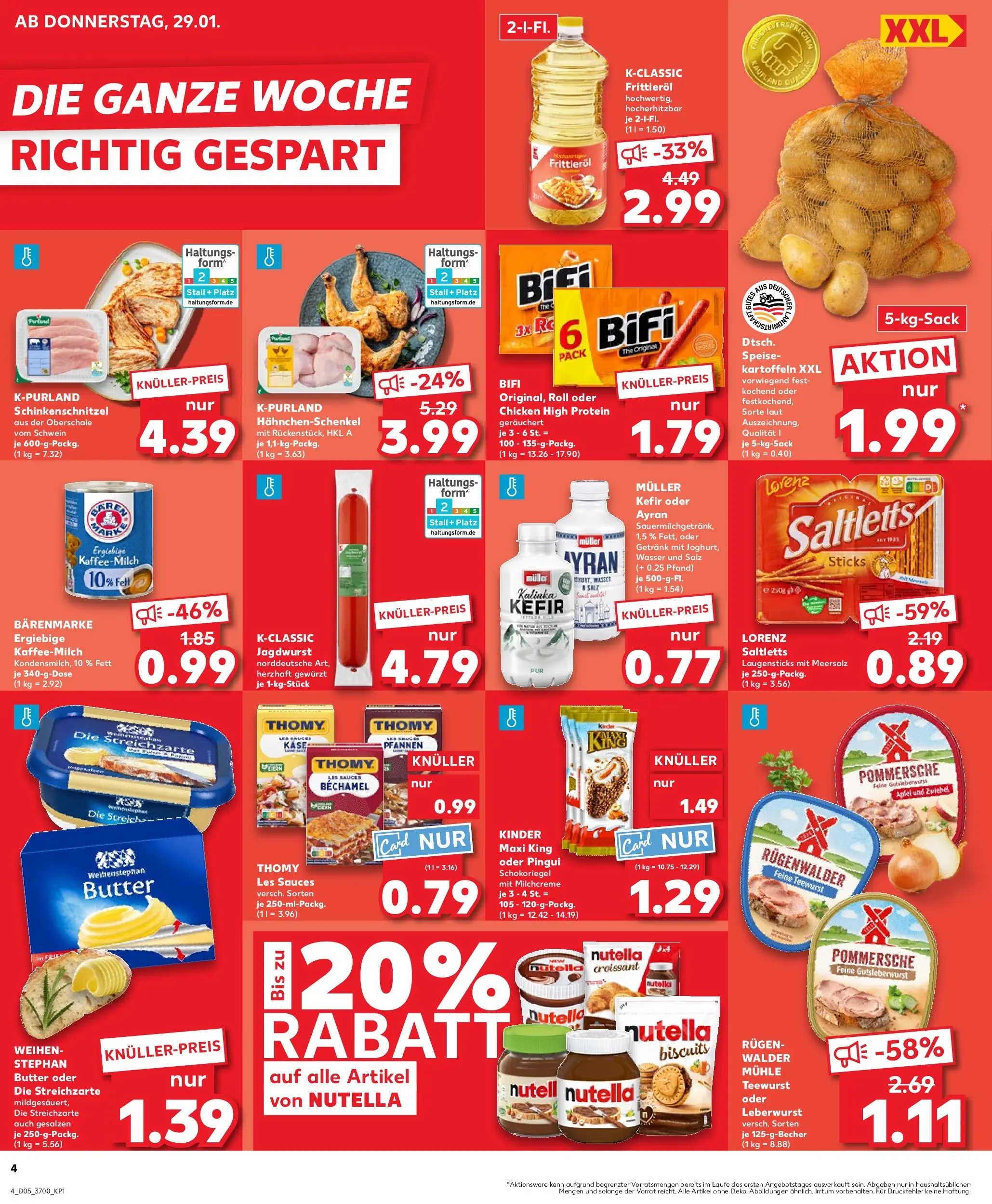 Prospekt Kaufland ab 29.01.2026 » Angebote Online zum Blättern | Seite: 4 | Produkte: Käse, Joghurt, Nutella, Wasser