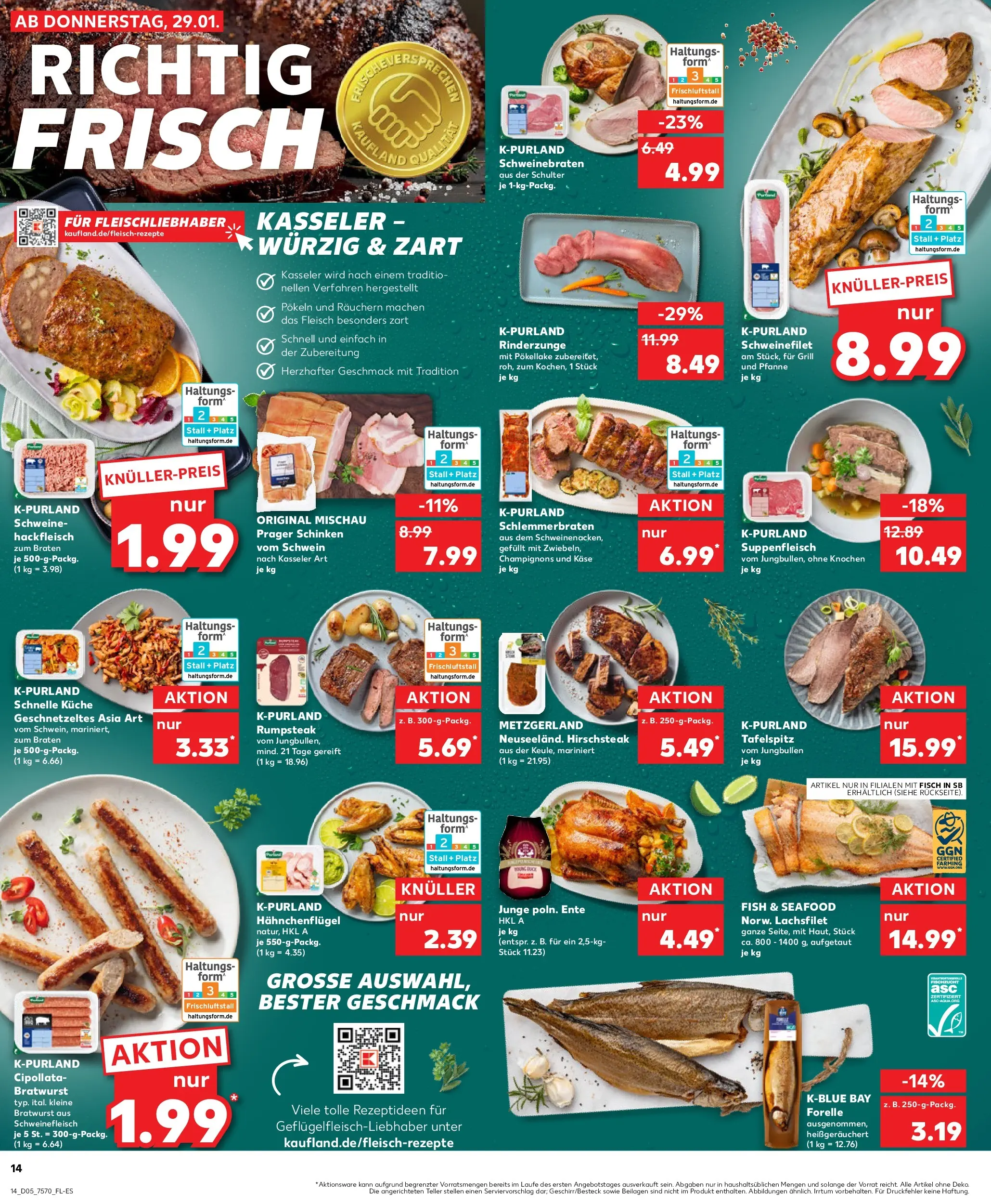 Prospekt Kaufland ab 28.01.2026 » Angebote Online zum Blättern | Seite: 14 | Produkte: Tafelspitz, Steak, Fleisch, Hackfleisch