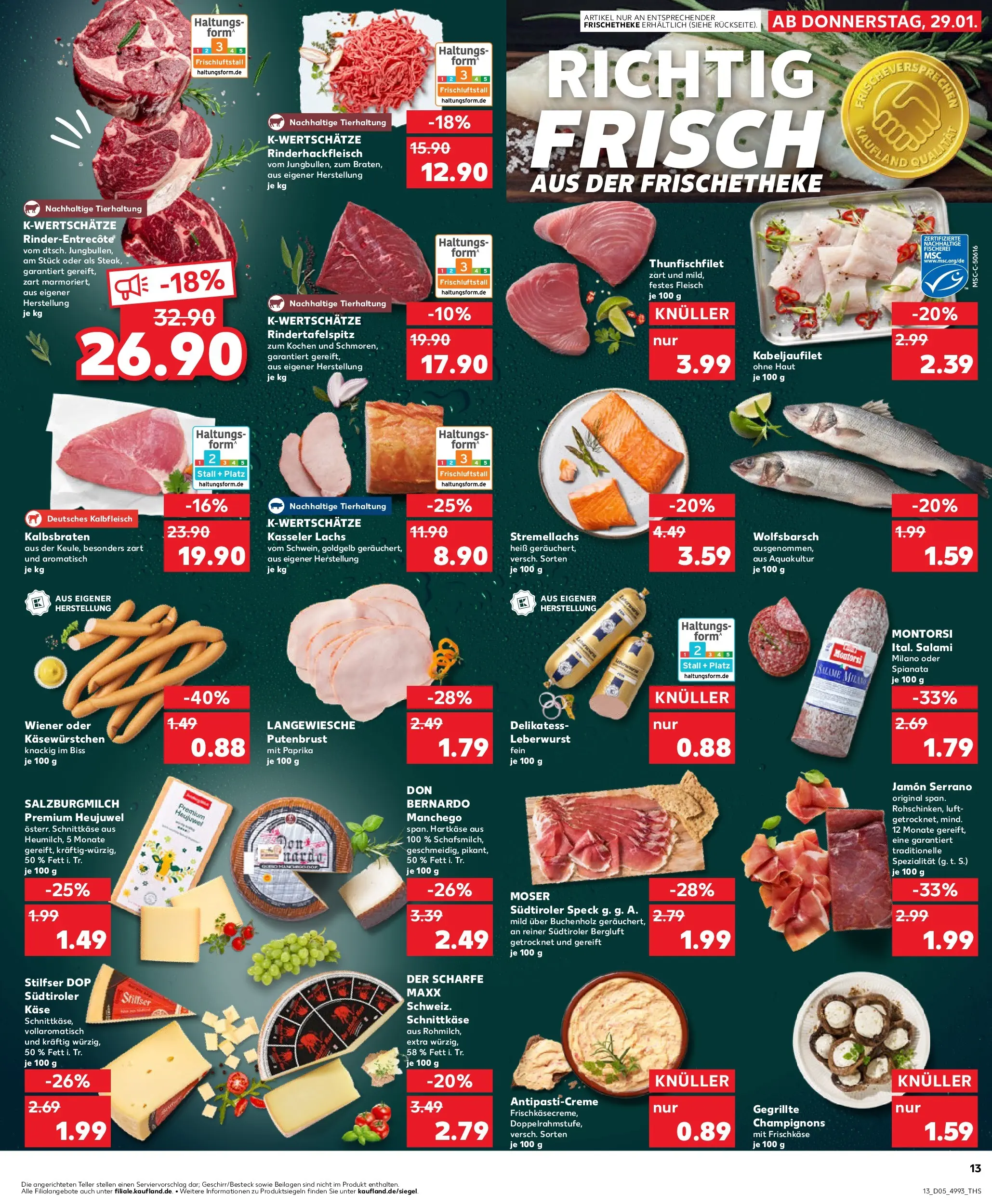 Prospekt Kaufland ab 29.01.2026 » Angebote Online zum Blättern | Seite: 13 | Produkte: Top, Champignons, Lachs, Fleisch