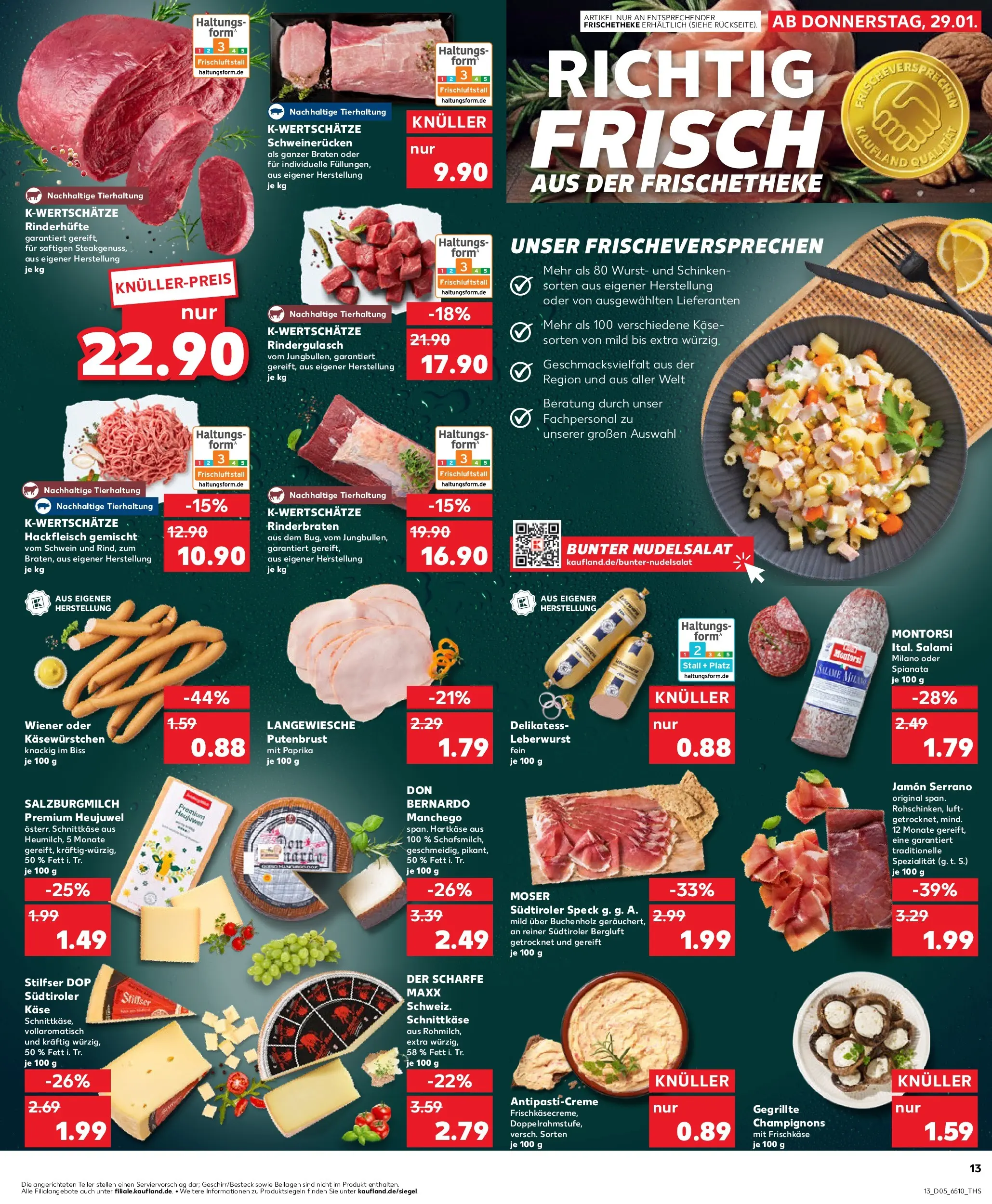 Prospekt Kaufland ab 29.01.2026 » Angebote Online zum Blättern | Seite: 13 | Produkte: Rindergulasch, Käse, Paprika, Wurst