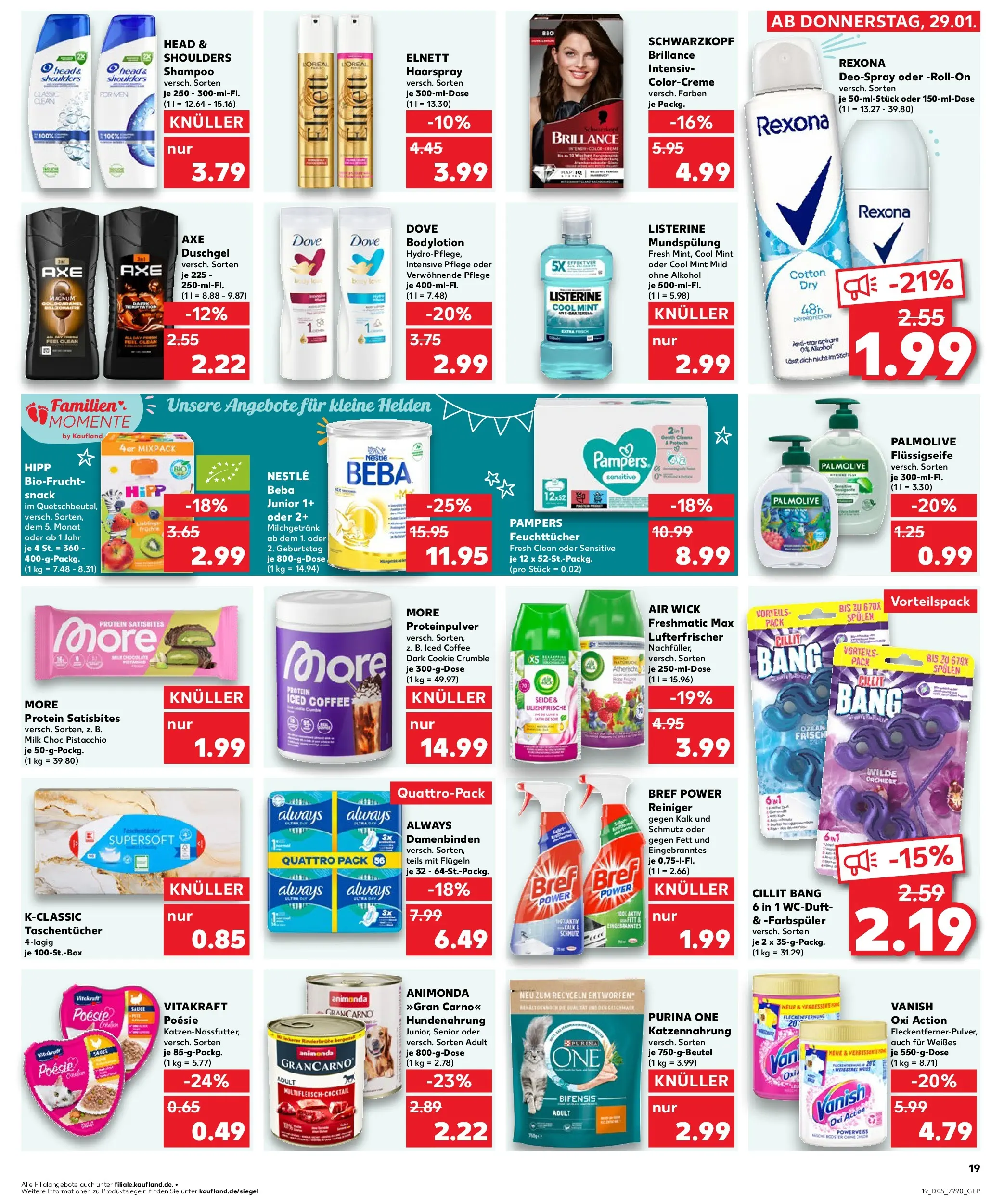 Prospekt Kaufland ab 29.01.2026 » Angebote Online zum Blättern | Seite: 19 | Produkte: Head & shoulders, Shampoo, Duschgel, Axe