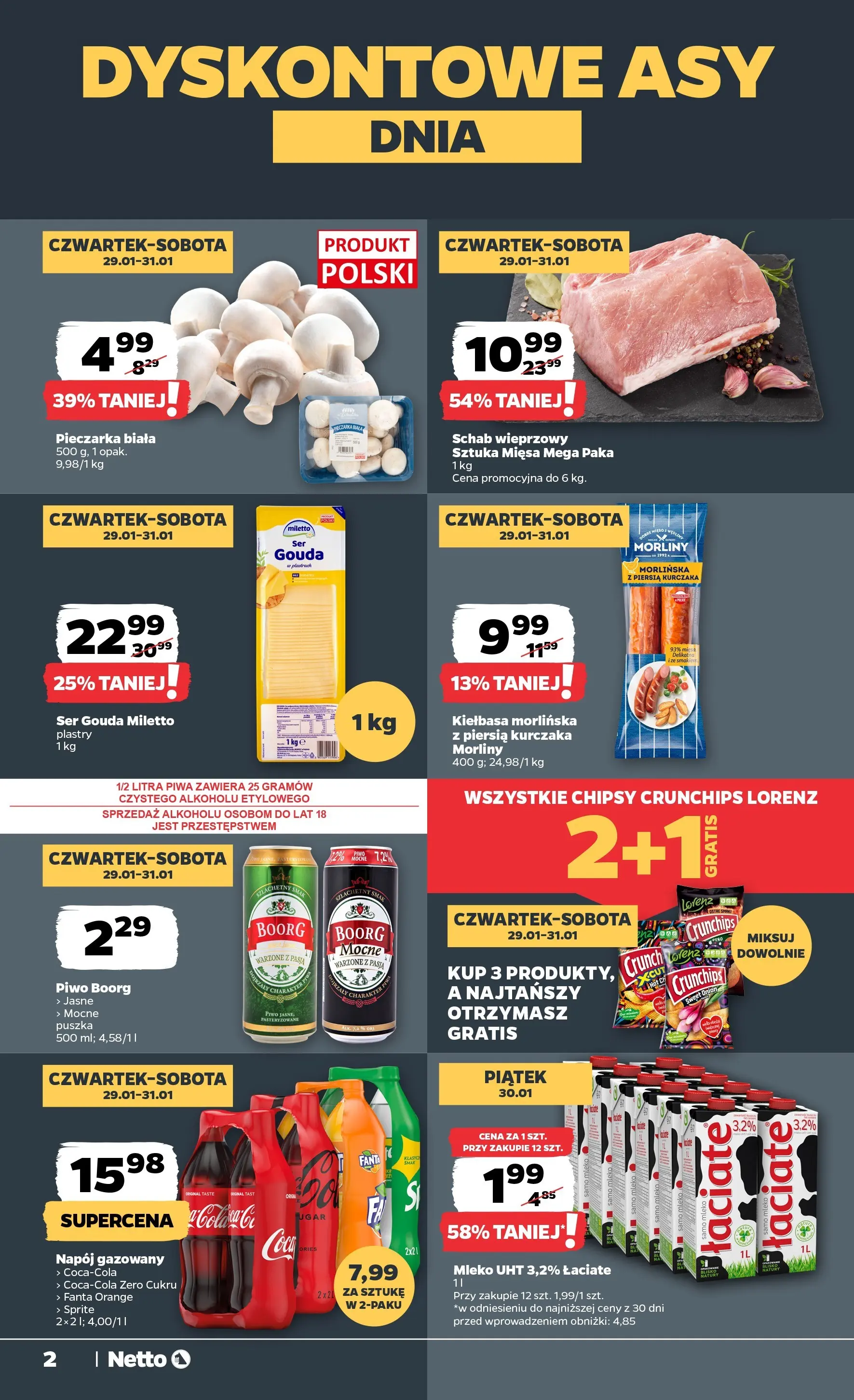 Netto - NETTO T05B ważne do 31.01.2026 od 28.01.2026 - Aktualne promocje | Strona: 2 | Produkty: Kiełbasa, Chipsy, Schab, Piwo