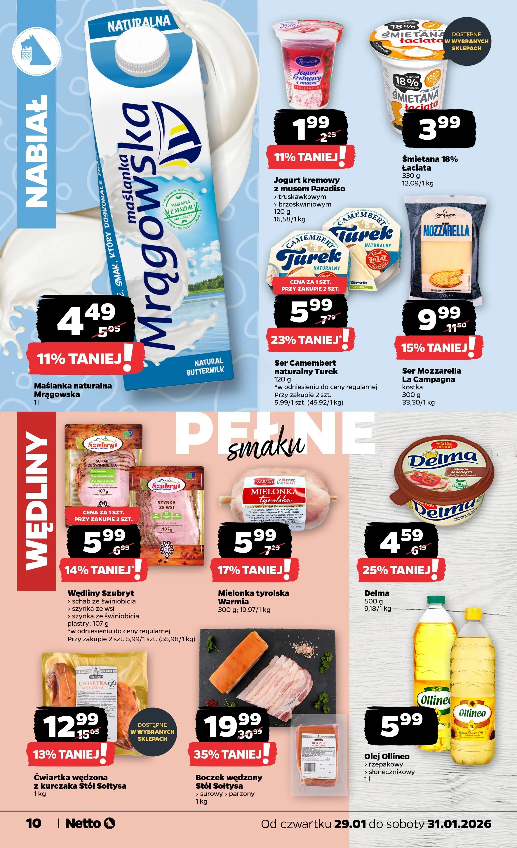 Netto - NETTO T05B ważne do 31.01.2026 od 28.01.2026 - Aktualne promocje | Strona: 10 | Produkty: Ser camembert, Boczek wędzony, Ser, Mozzarella