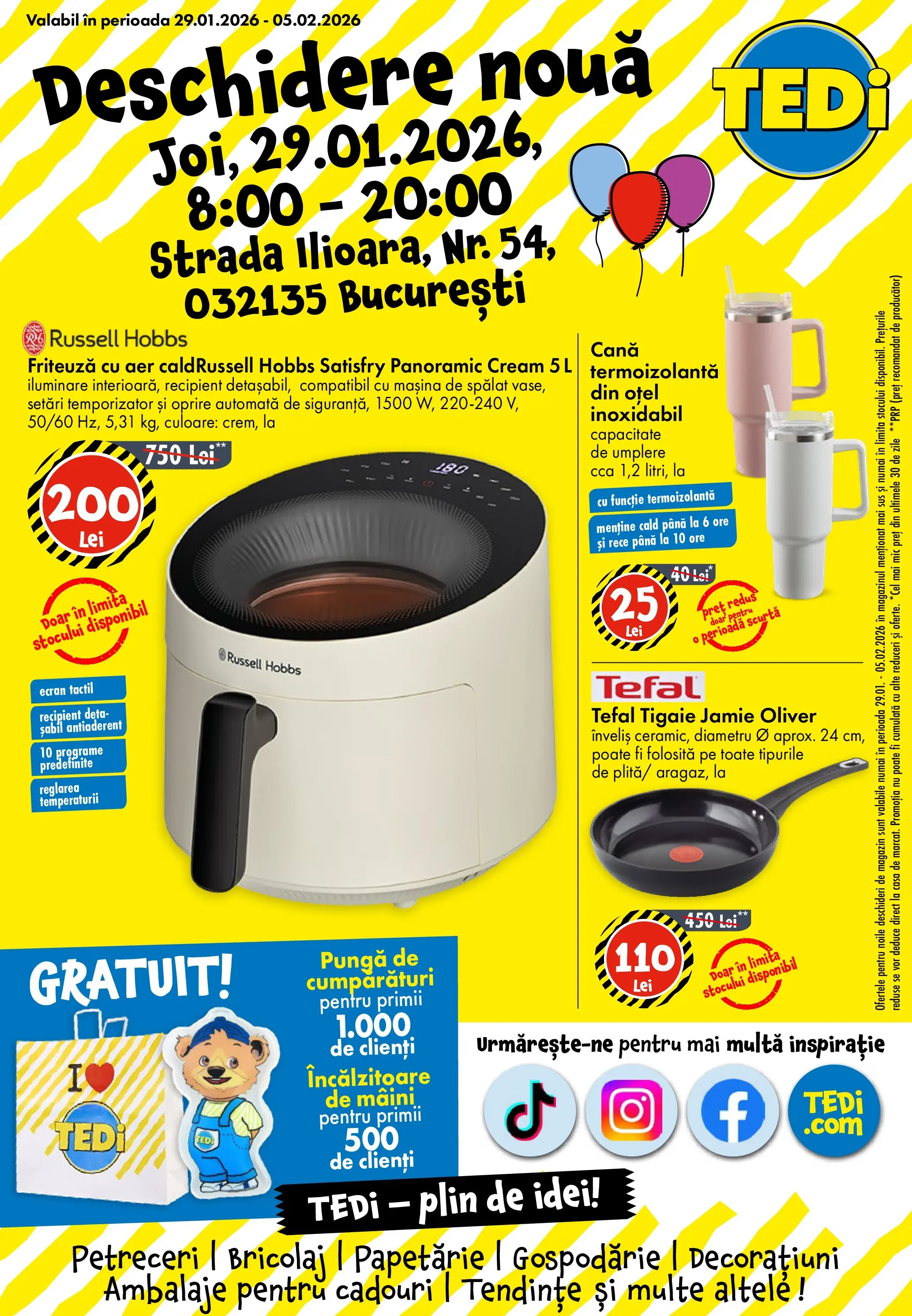 Catalog TEDi - Bucuresti - Oferta 29.01.2026 - 05.02.2026 | Pagină: 1 | Produse: Pungă, Mașină De Spălat, Tigaie, Friteuză
