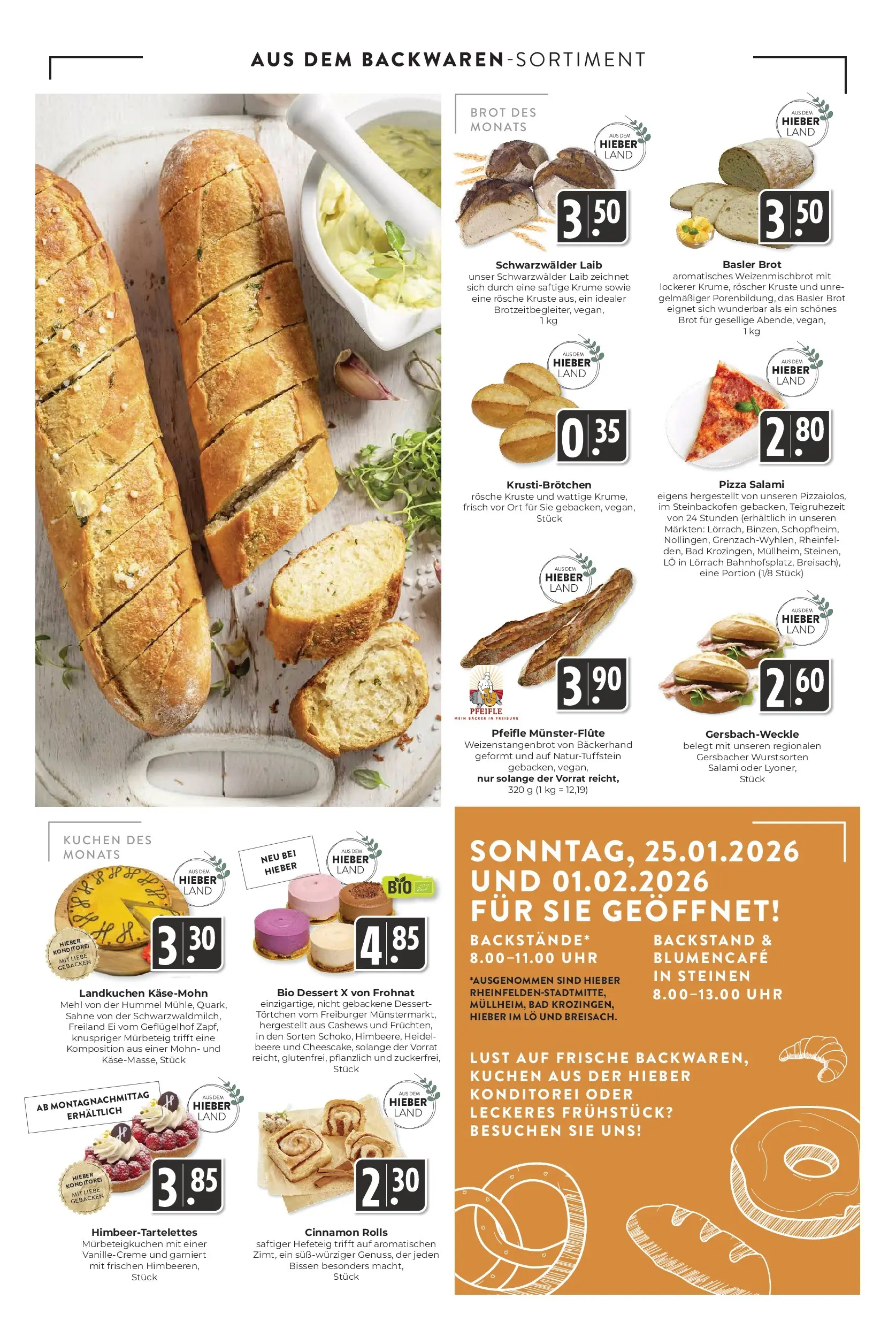 Entdecke - Hieber's Frischecenter: Meine Woche (ab 25.01.2026) zum Blättern | Seite: 6 | Produkte: Mehl, Brot, Salami, Sahne