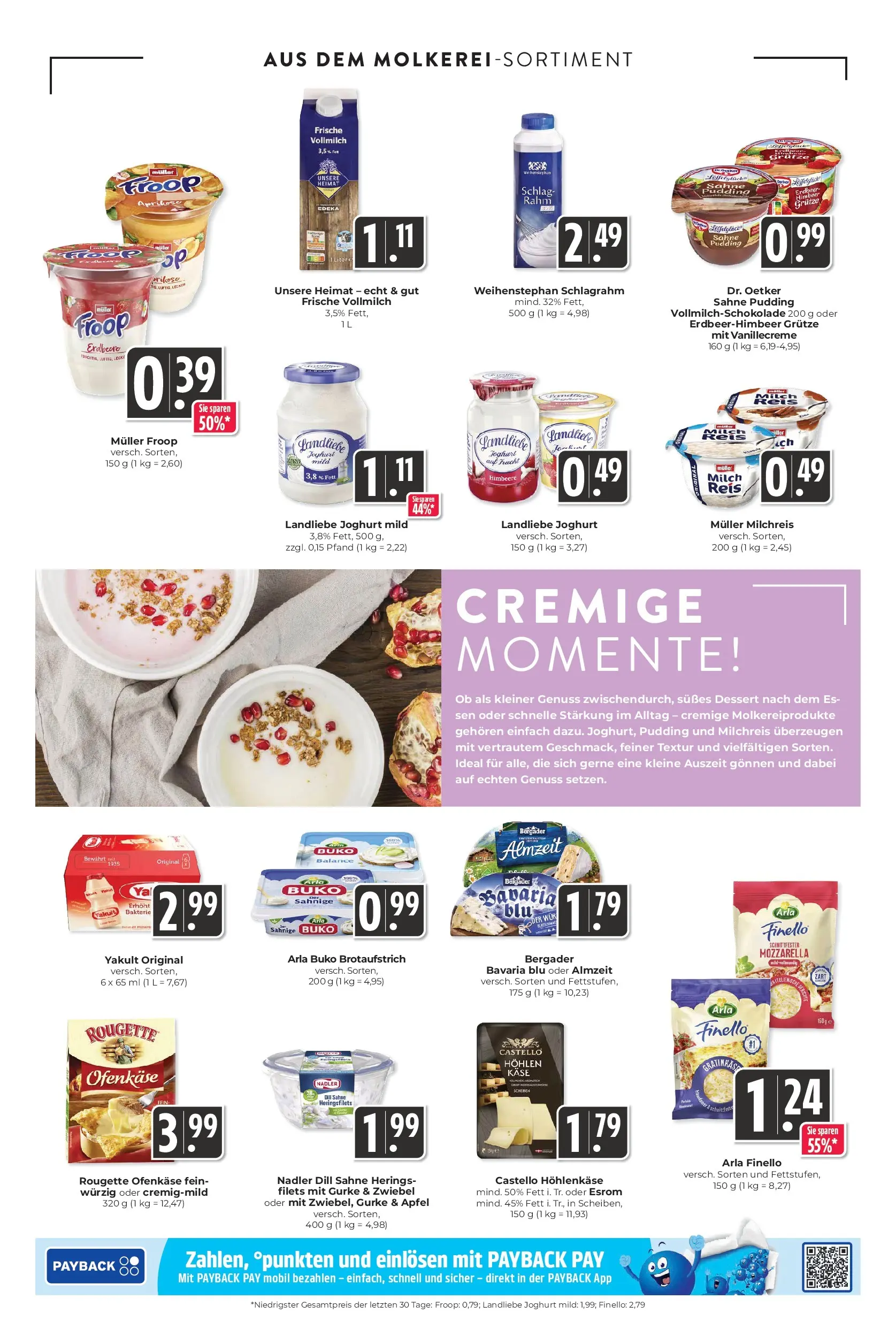 Entdecke - Hieber's Frischecenter: Meine Woche (ab 25.01.2026) zum Blättern | Seite: 12 | Produkte: Milch, Mozzarella, Rougette ofenkase, Pudding