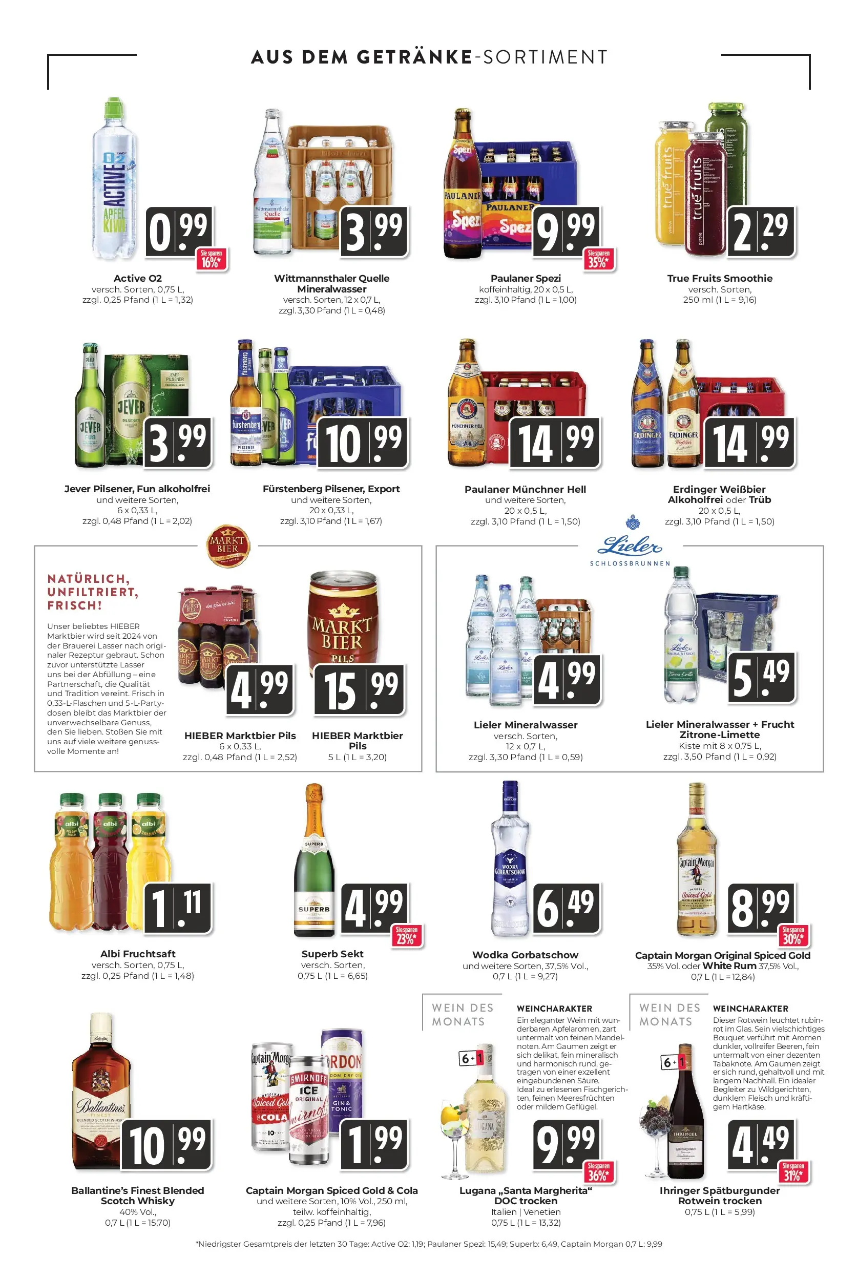 Entdecke - Hieber's Frischecenter: Meine Woche (ab 25.01.2026) zum Blättern | Seite: 14 | Produkte: Paulaner spezi, Captain morgan, Wodka gorbatschow, Paulaner