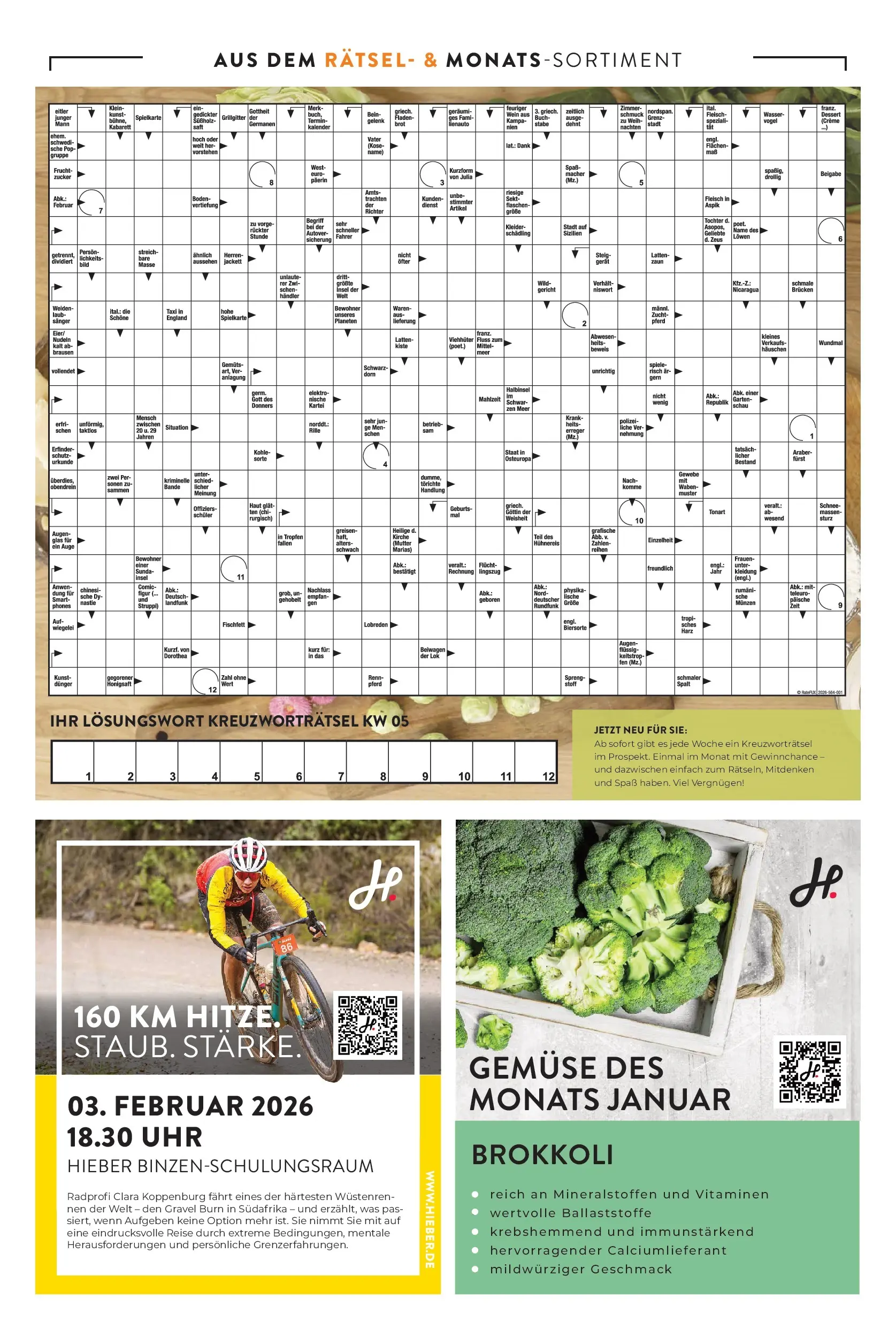 Entdecke - Hieber's Frischecenter: Meine Woche (ab 25.01.2026) zum Blättern | Seite: 15 | Produkte: Gemüse, Brokkoli, Zucker, Brot