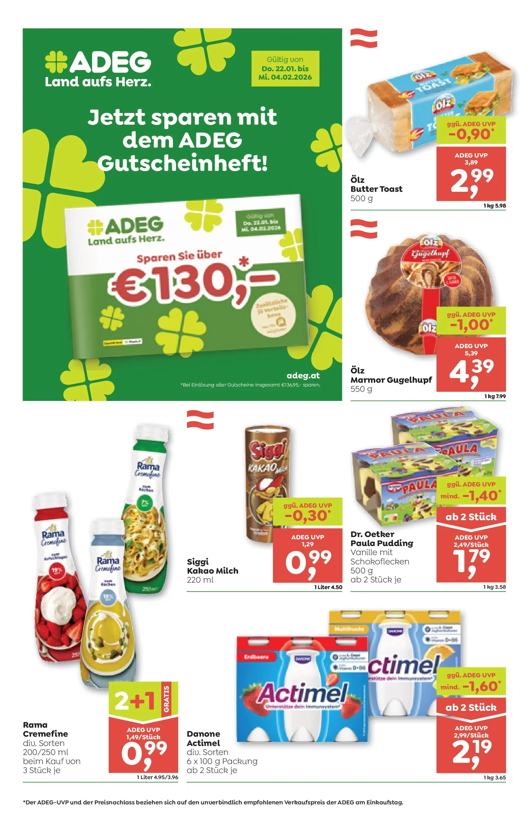 ADEG Weissenbach, Hausmening von 22.01.2026 - Aktuelle Angebote | Seite: 6 | Produkte: Milch, Butter