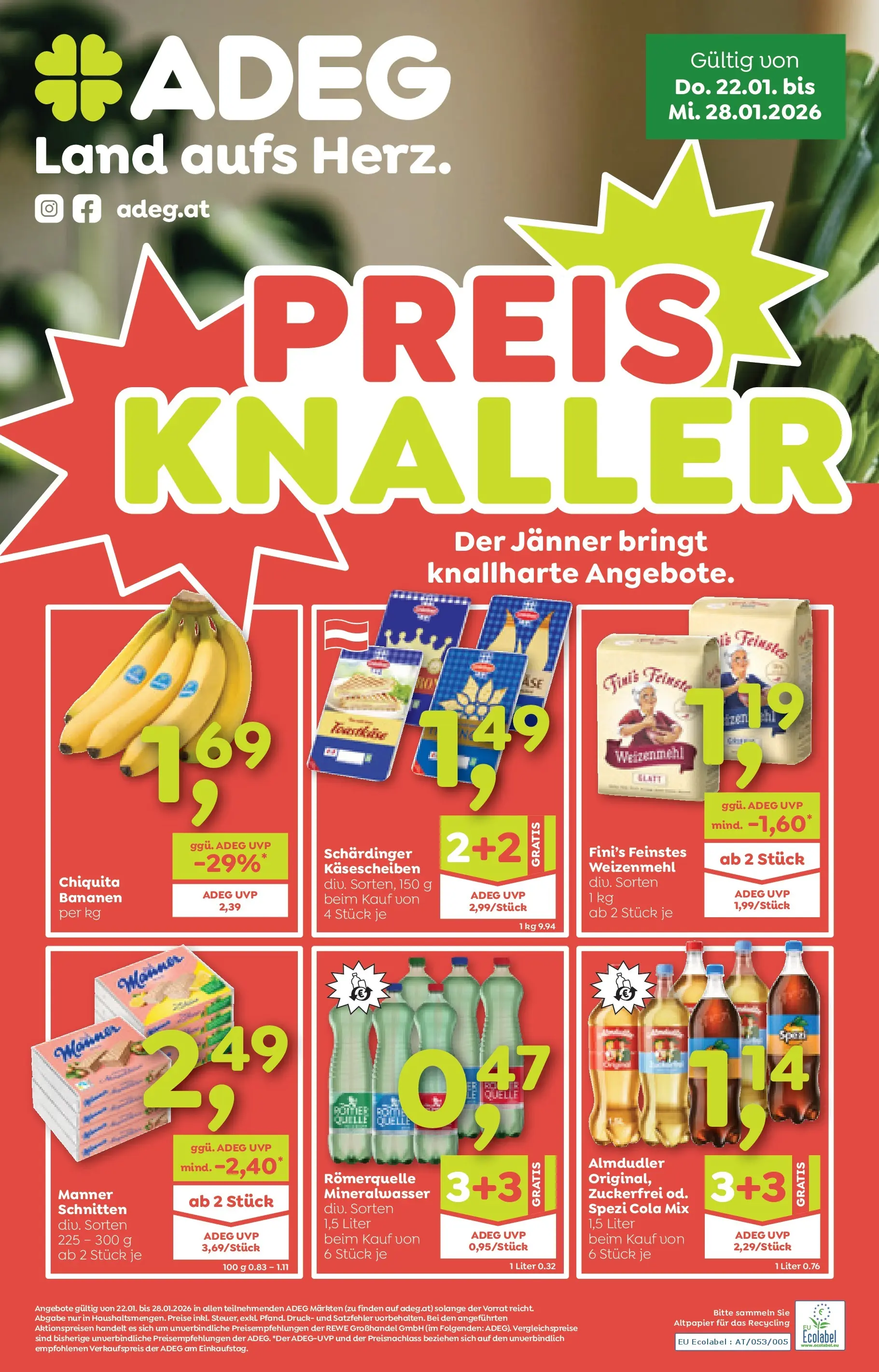 ADEG Hollersbach, Hohenberg von 22.01.2026 - Aktuelle Angebote | Seite: 1 | Produkte: Bananen