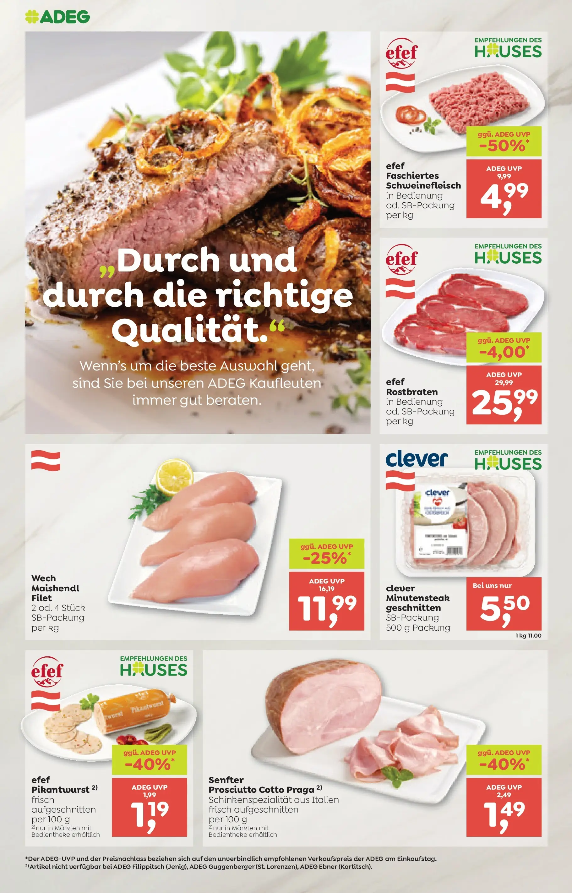 ADEG Hollersbach, Hohenberg von 22.01.2026 - Aktuelle Angebote | Seite: 4 | Produkte: Schweinefleisch