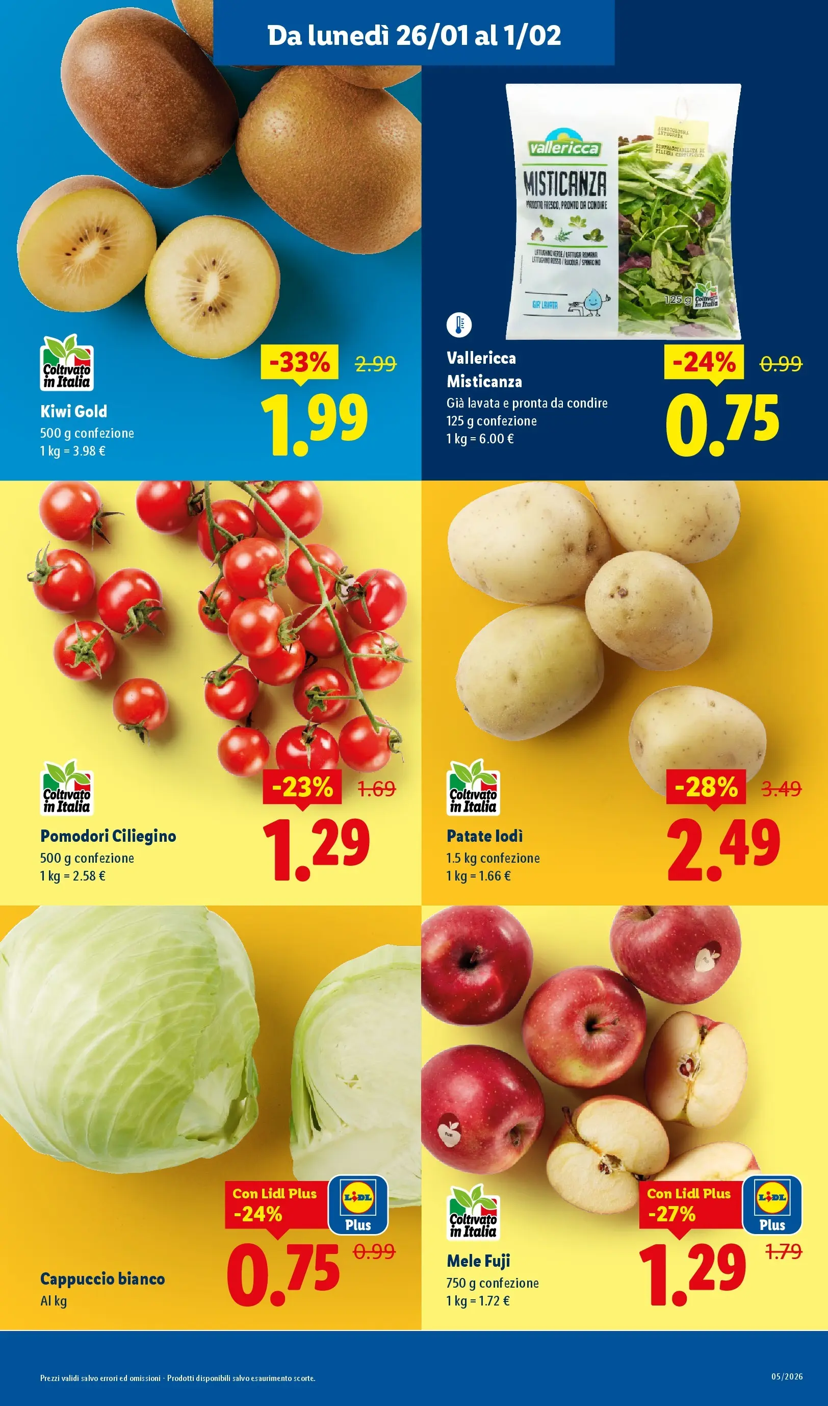 LIDL volantino della prossima settimana dal ﻿22/01/2026﻿ 📣 | Pagina: 7 | Prodotti: Misticanza, Pomodori, Cappuccio, Lattuga