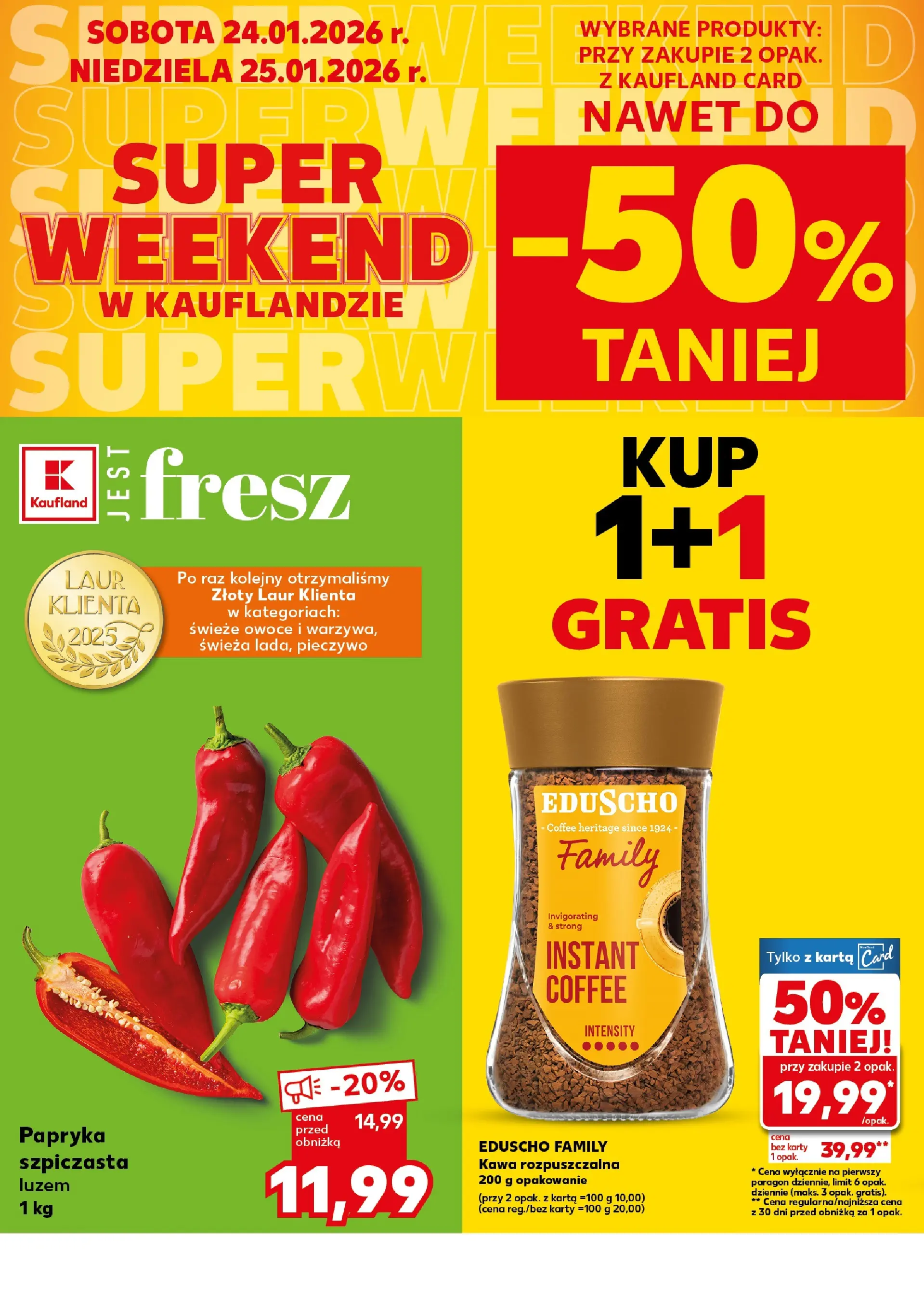Kaufland gazetka - Super weekend od 24.01.2026 - od jutra PDF | Strona: 2 | Produkty: Kawa rozpuszczalna, Papryka, Kawa, Owoce