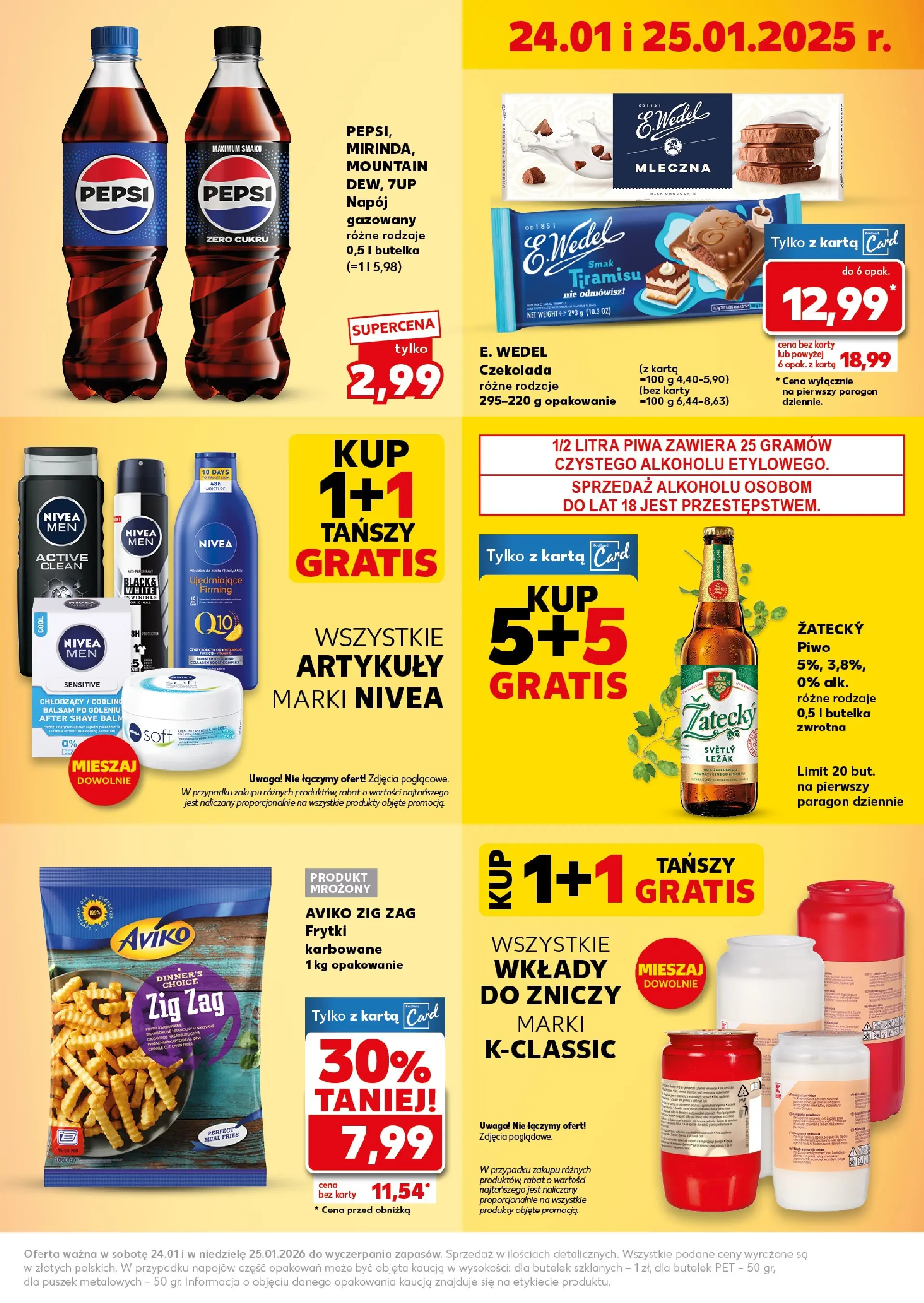 Kaufland gazetka - Super weekend od 24.01.2026 - od jutra PDF | Strona: 3 | Produkty: Pepsi, Frytki karbowane, Czekolada, Balsam po goleniu